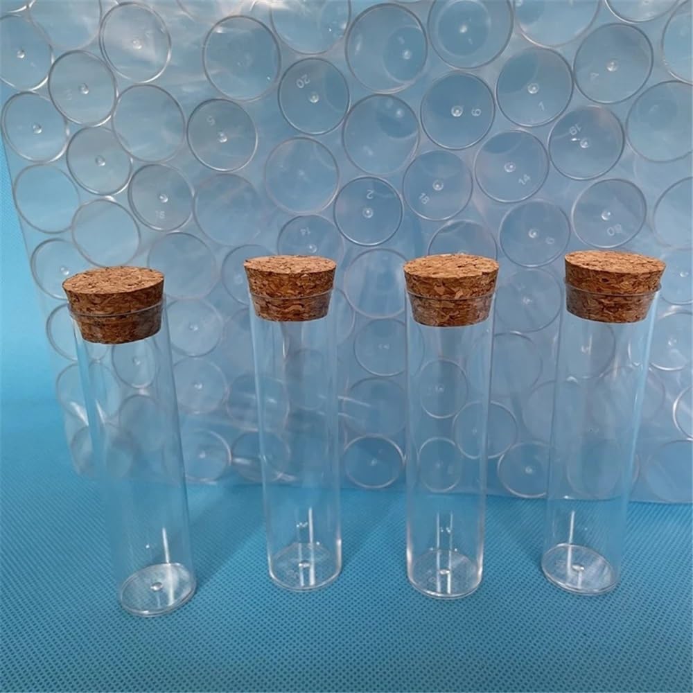 Tubo de plástico transparente de fondo plano de 25 x 95 mm, 100 unidades por paquete, for embalaje de tubos de ensayo con corcho.