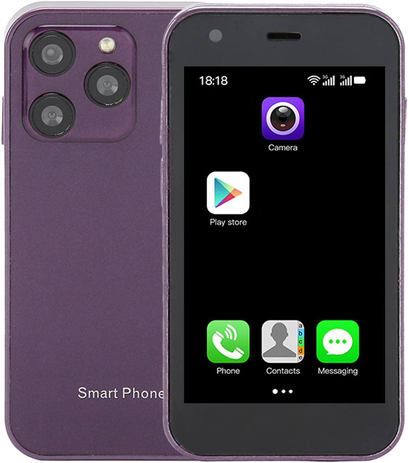 ZOKOE 3G kleine mobiele telefoons, kind - smartphones, Android 9.0, 3,0 inch - scherm, 2GB RAM, 16GB ROM, 5,0 megapixel, 900 mAh - batterij, gezichtsherkenning, draagbare mobiele telefoon (XS18-roze
