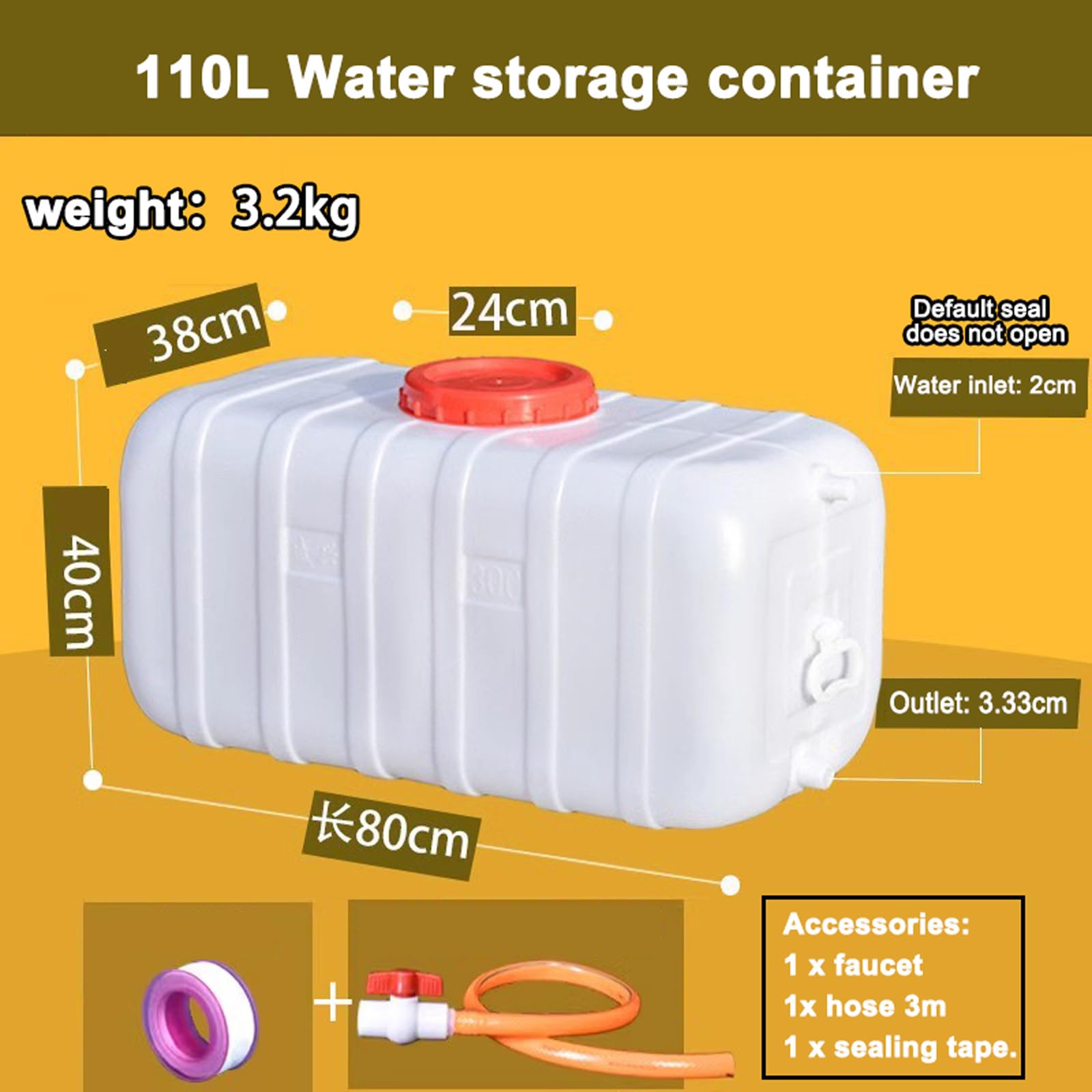 Portátil Bidón para Agua con Grifo Contenedor De Agua Almacenamiento De Gruesa PláStico Camping Viajes Automóvil Caravanas De Calidad Alimentaria(Size:110L/30gallon)