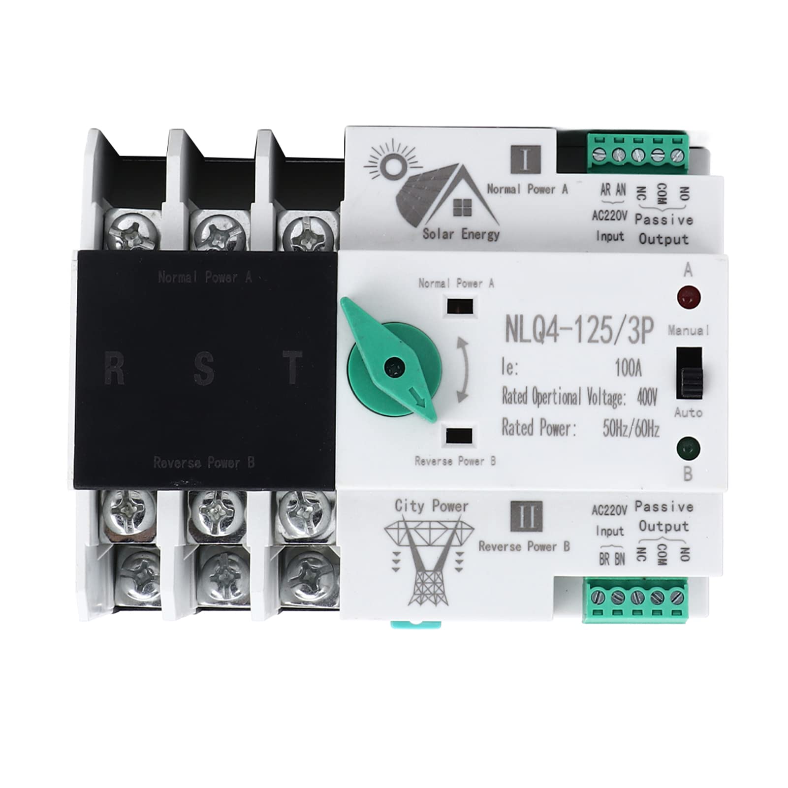 Marhynchus Uninterruptible Dual Power Transfer Switch Circuit Electrical Selector Switch 400V 100A for Homes, Shopping Malls, Factories, Farms