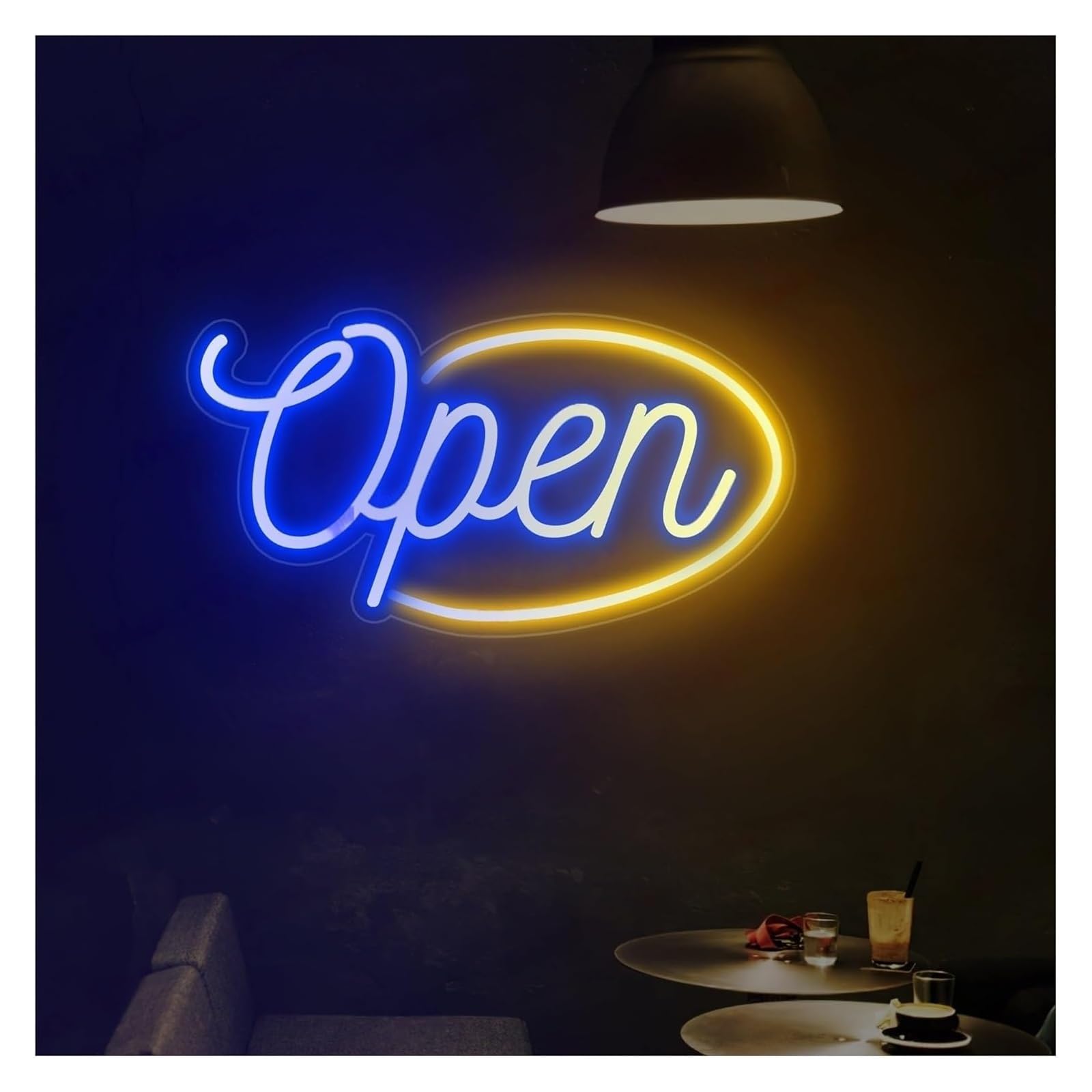 Insegna al neon aperta con luminosità regolabile 23 cm x 46(C)