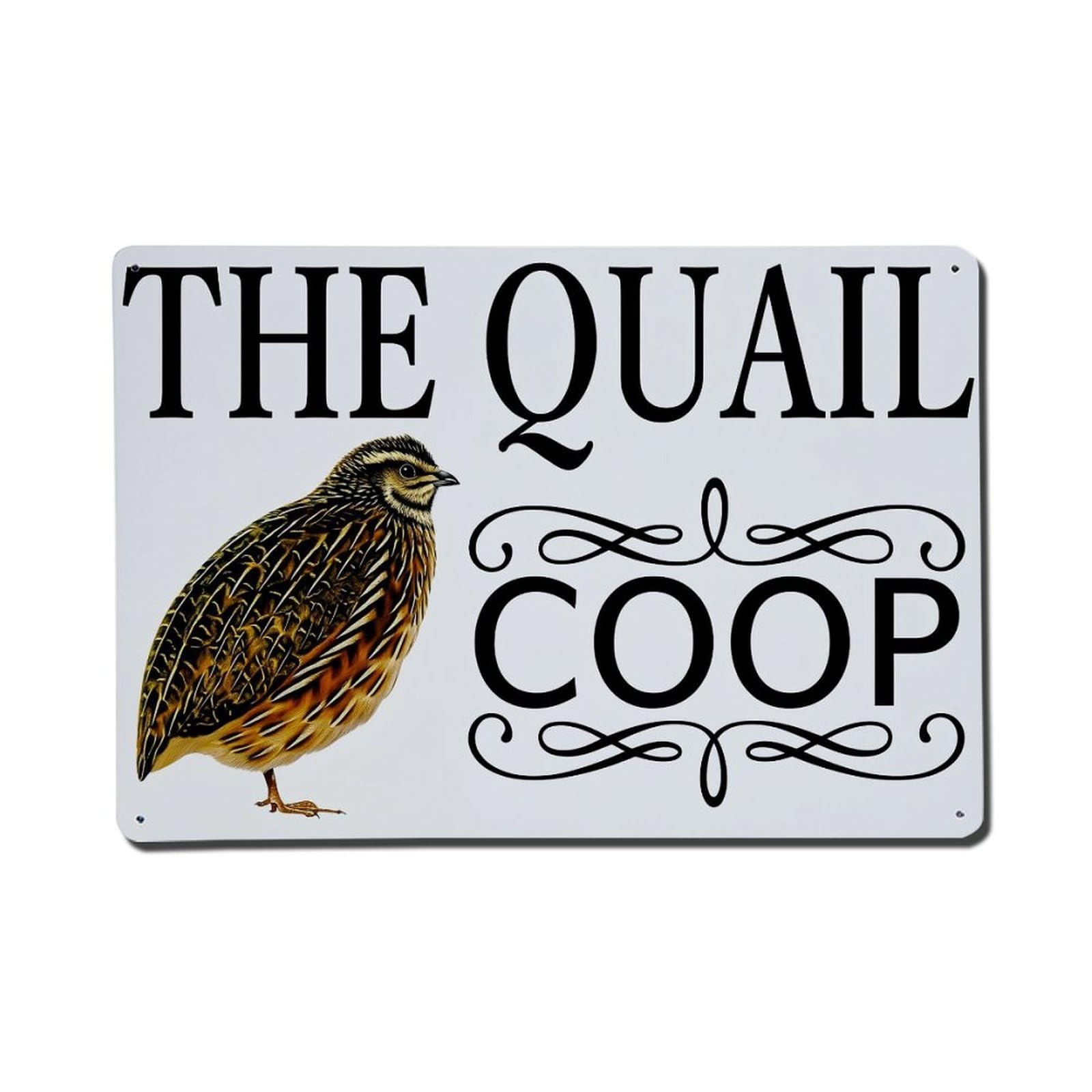 The Quail Coop Logo Design Retro Metal Tin Sign, Vintage Metal Poster for Bar, Home, Man Cave, Kitchen, Laundry Room Art Decor 8x12 Inch