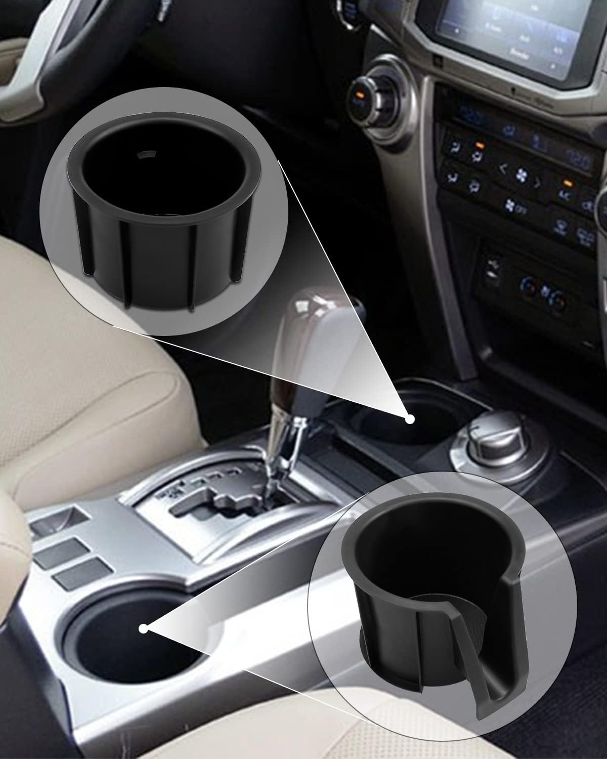 Cup Holder Center Console Inserts Fit for Toyota 4RUNNER 2014 2015 2016 2017 2018 2019 2020 2021 Replaces 66991-35030 66992-35030