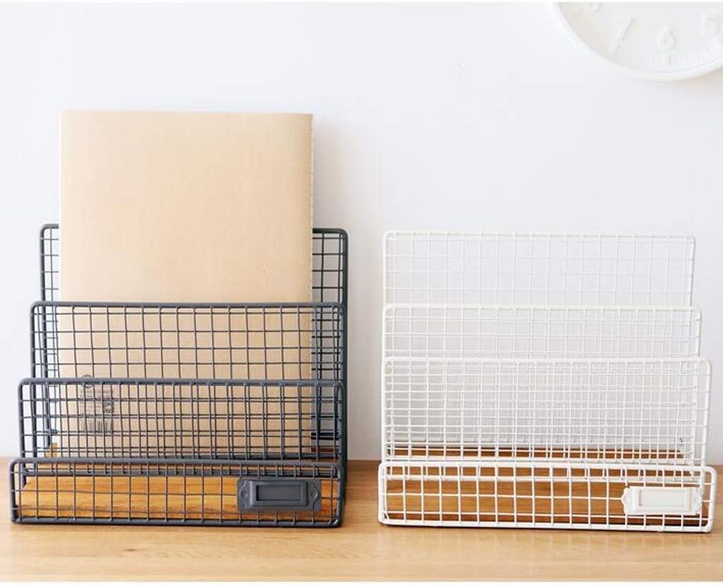 Document Organizer - Decorative Metal Farmhouse Magazine Holder and Organizer Bin - Standing Rack for Magazines, Books, Newspapers,(D)