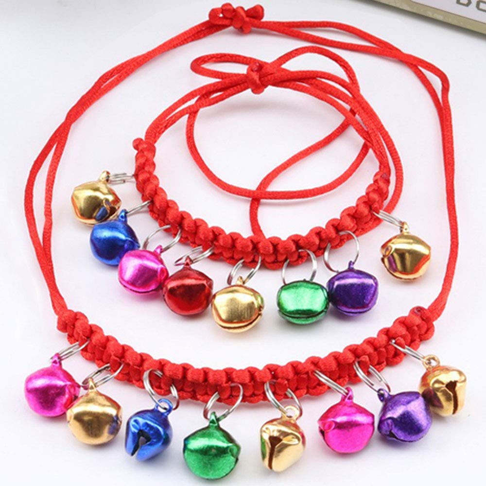 Bepets 2 Pack Hand-Knitted Cat Collar with Bell, Adjustable Kitten Collar with Bell, Ideal Size Safe Pet Collars for Cats & Small Dogs, Free Replacement (2-Pack)