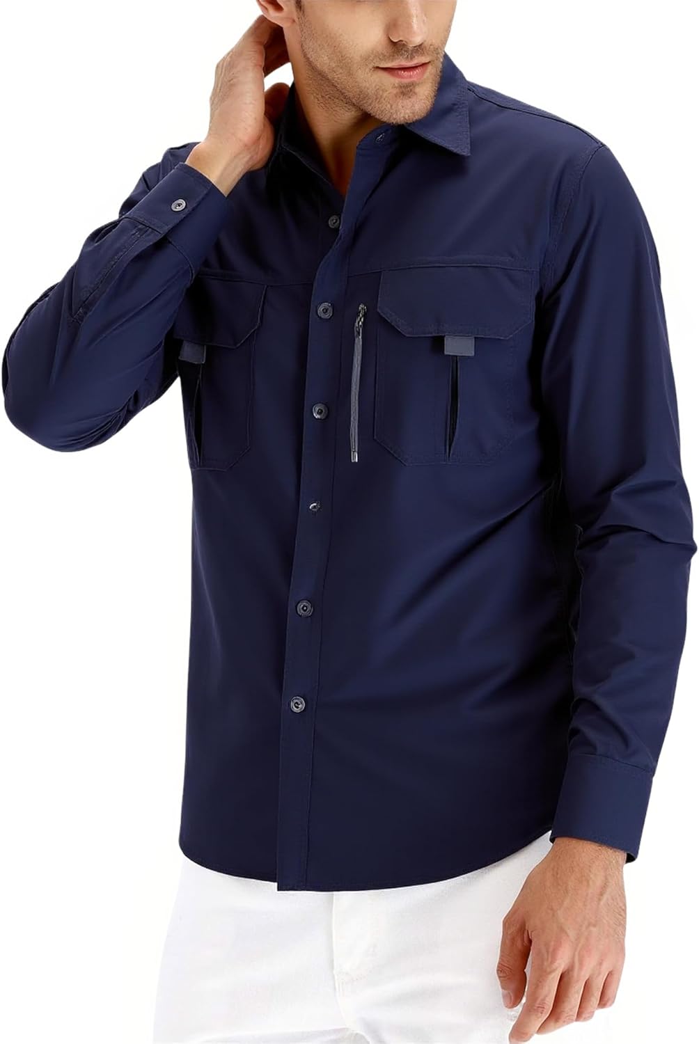 Men's Long Sleeve Tactical Shirts Military Work Fishing Shirts Button Down Breathable Outdoor Hiking Shirt - Image 5