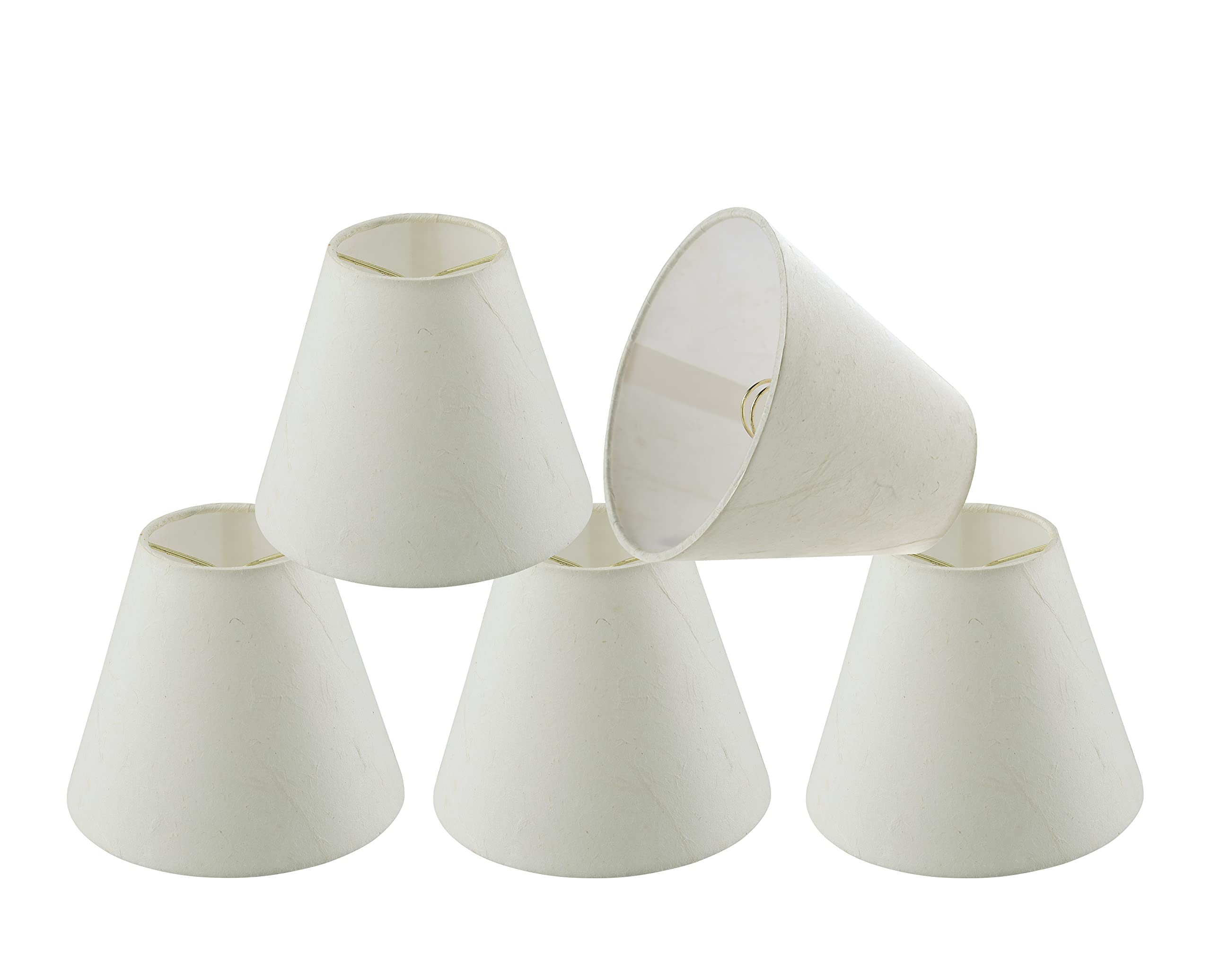 Aspen Creative 32128-5A mały żyrandol w kształcie imperium w twardej oprawie zestaw abażurów do lamp (5 sztuk), wzór przejściowy w kolorze białym, szerokość dna 15 cm (7,6 cm x 15 cm x 12,7 cm)