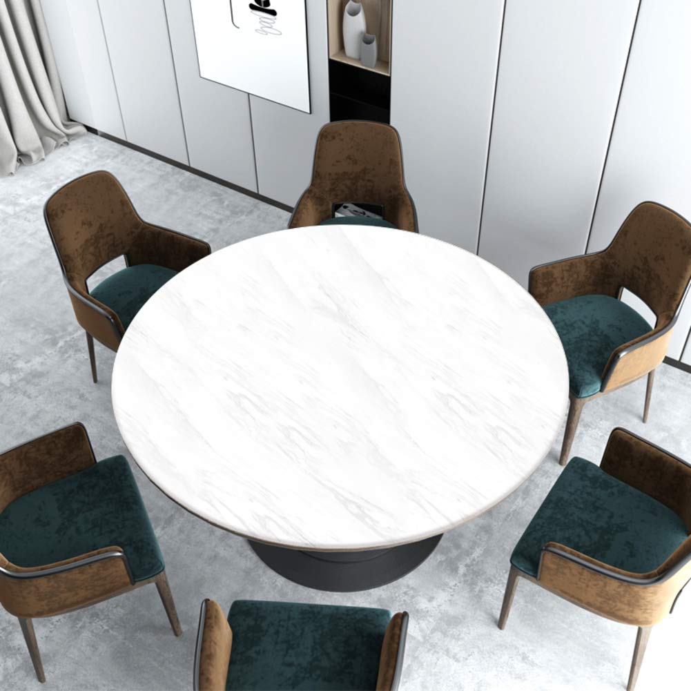 Nappe Ronde en Marbre De PVC,Vinyle Imitation Marble Table Mat,Anti Imperméable à l'eau-Huile échaudée-Table D'épreuve Couverture Moderne Simple Protecteur De Table pour Table Ronde N 110cm