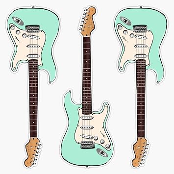 Triple Surf Green Stratocaster Vinyl Sticker Waterproof Decal Laptop Wall Window Bumper Sticker 5"
