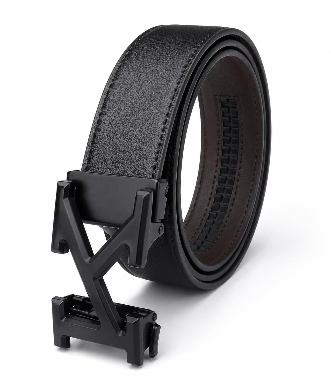 zacharias Men's Texas Leather Ratchet Belt with Black Buckle AP-26K (Black) (Pack of 1)-picture-26
