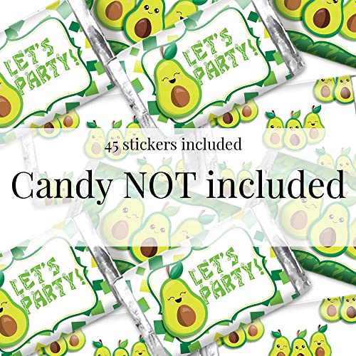 Trio Of Avocados Holy Guacamole Birthday Mini Chocolate Candy Bar Sticker Wrappers For Kids, 45 1.4" X 2.6" Wrap Around Labels By Amandacreation, Great For Party Favors #TOP2
