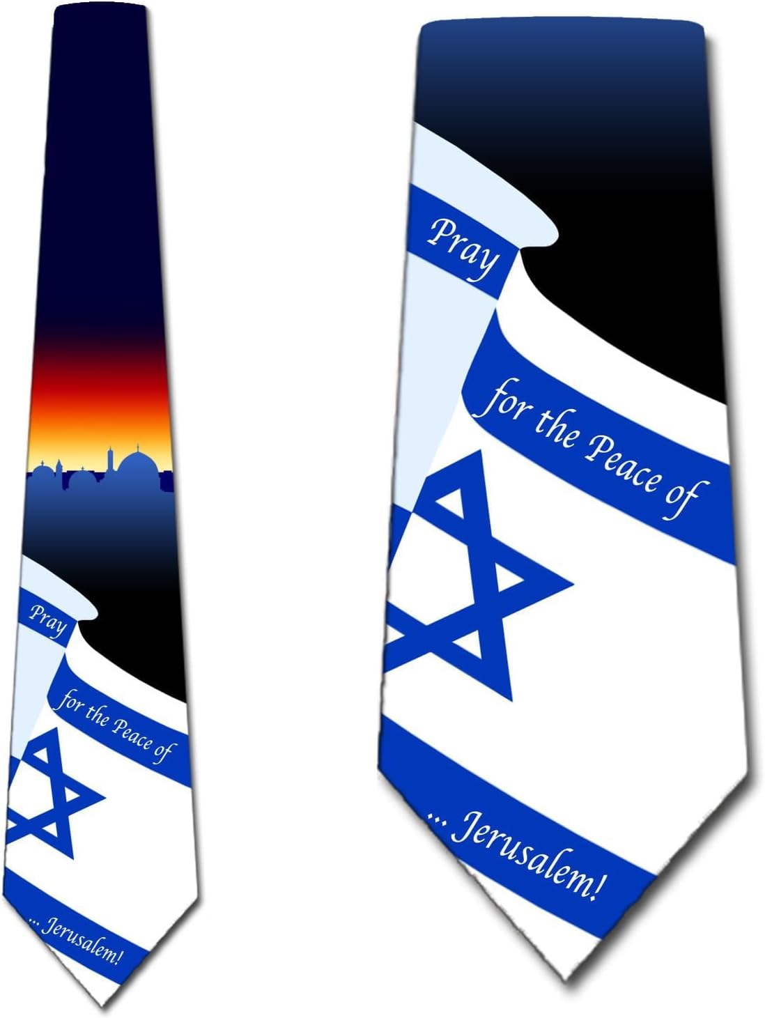 Three Rooker Pray for the Peace of Jerusalem Ties Mens Israel Necktie Star of David Tie for Men