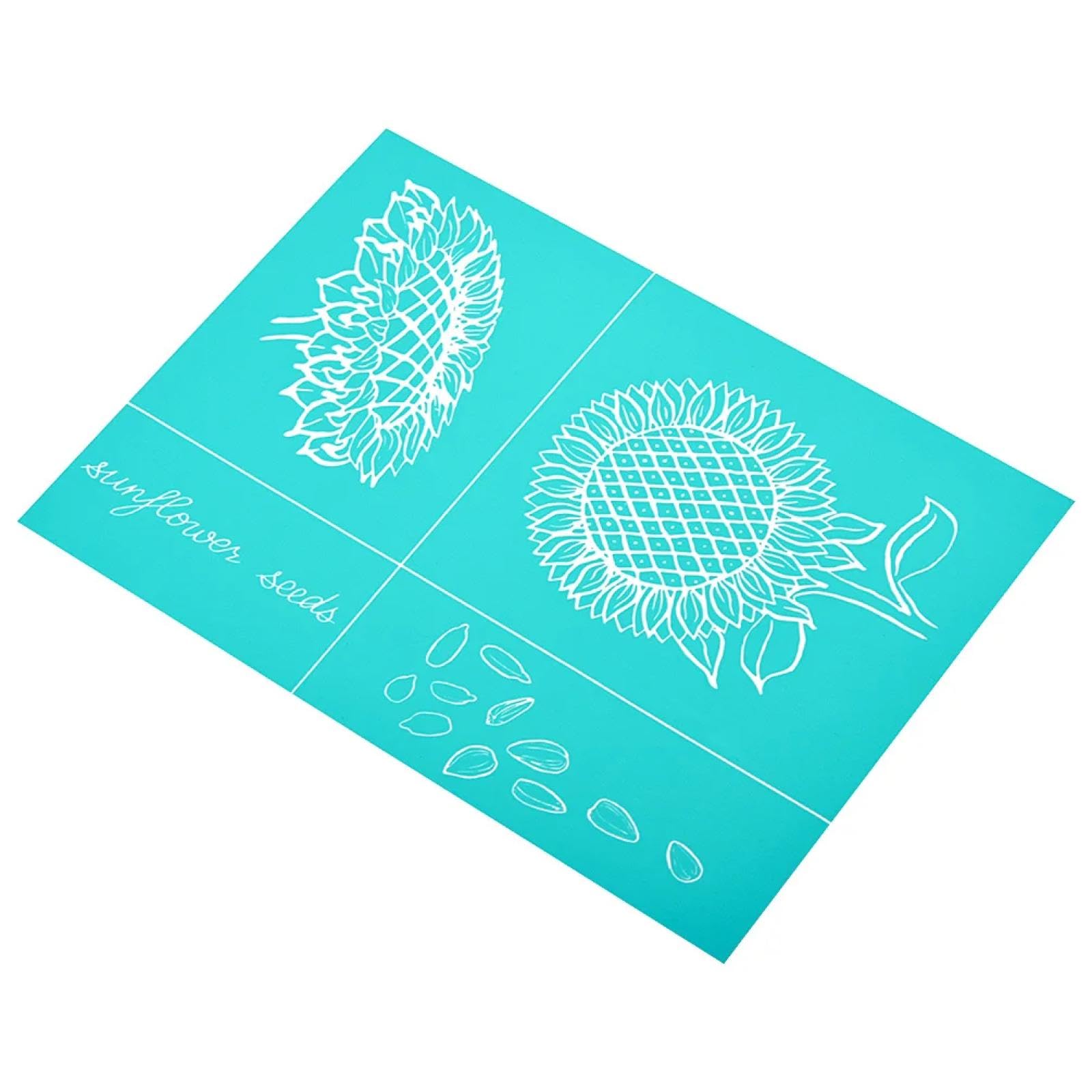MANGOUSONG Screen Printing Kit,21x29.5cm Silk Screen Printing Template Sunflower Shape Transfer Crafts Wrap Clothing Printing Reusable Package Formwork