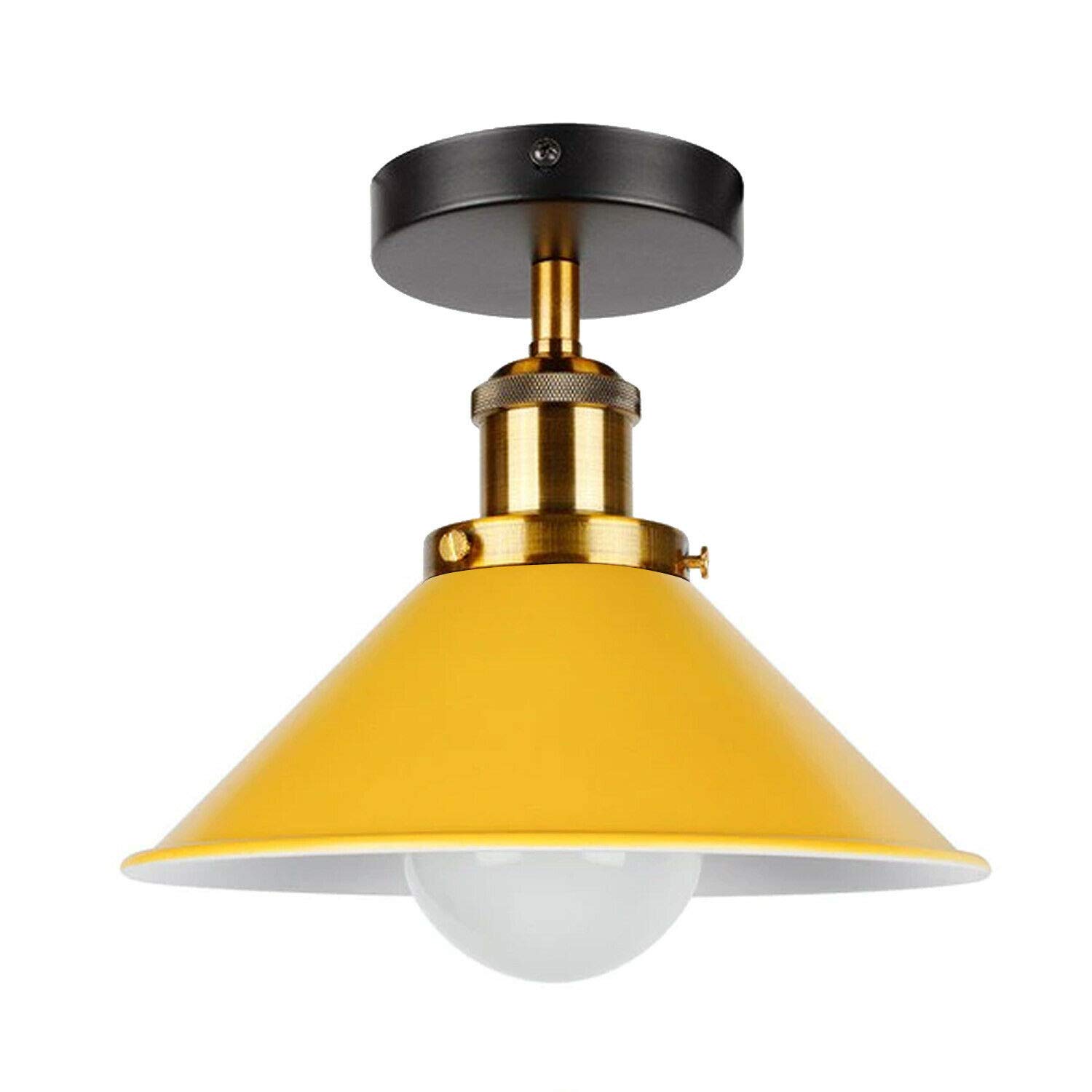 LEDSone Flush Mount Ceiling Lighting-LED Lights Semi Flush Light Fitting-Pendant Light Lamp Chandelier Metal 22cm Cone Light Shade for Hall Living Room Lounge (Yellow) โ image 1