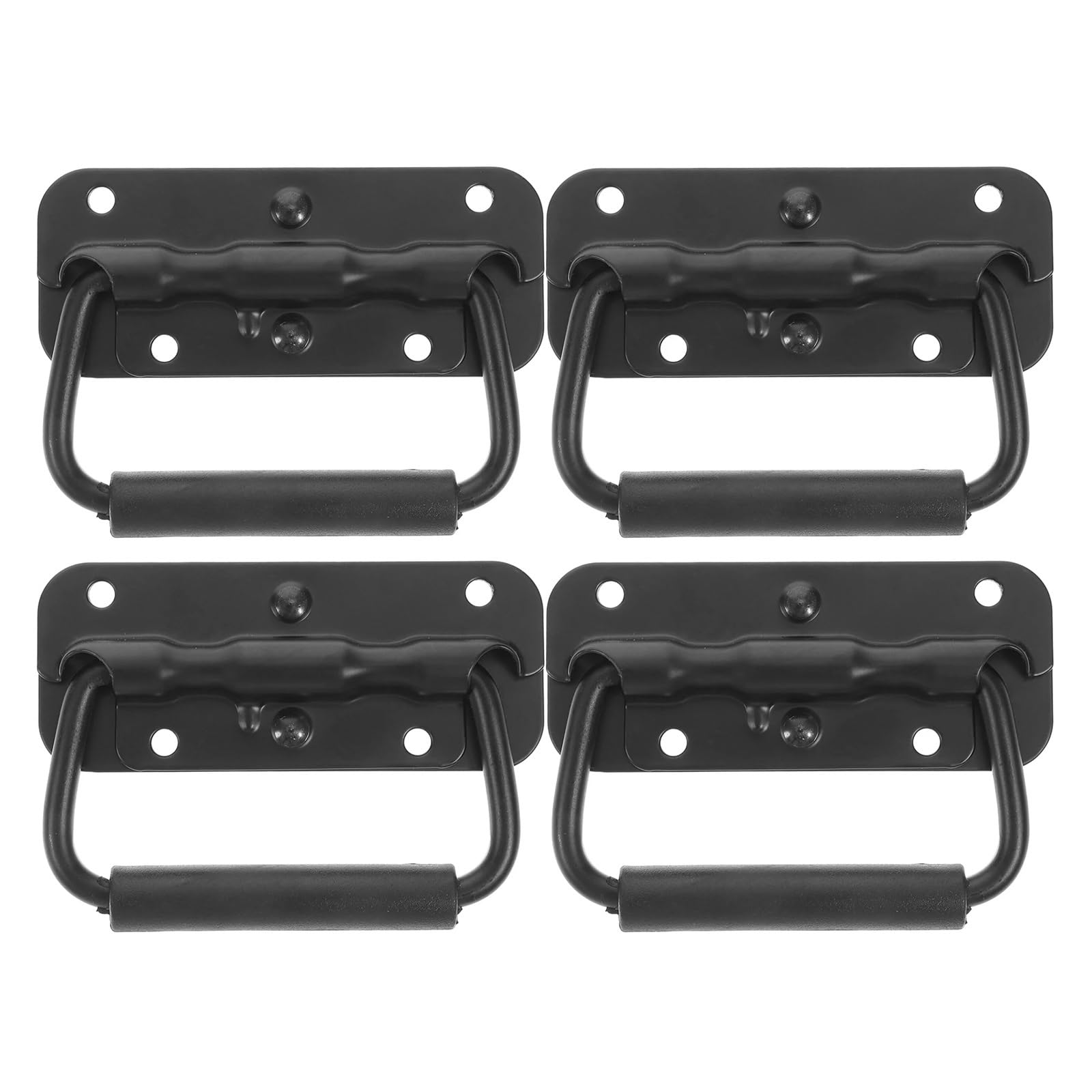 QCPLMKOJN Folding Spring Steel Handles, 4pcs Spring Loaded Surface Mount Handle Stainless Steel for Boat Tool Cabinet Multicolor(Black)