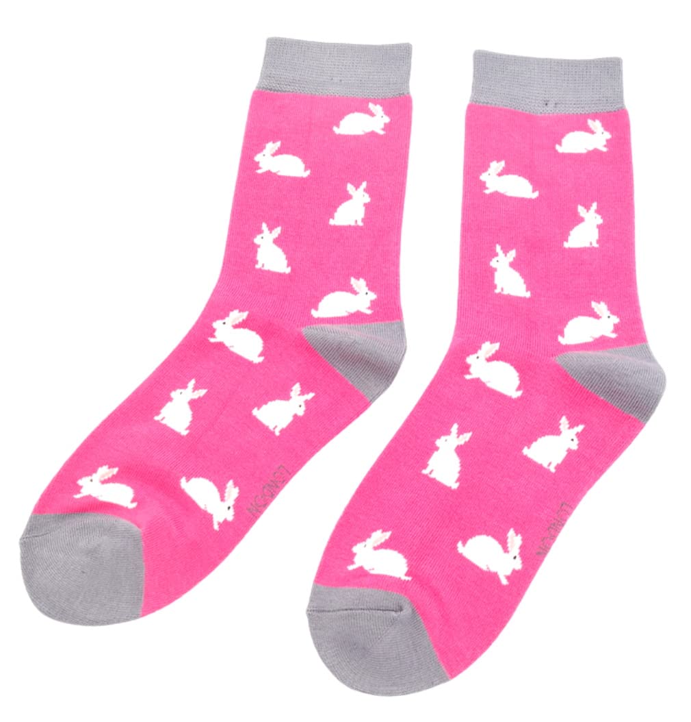 Lilyrosa Women's Pink Lilyrosa® Rabbit Socks Bunny Rabbits Bamboo Cotton Blend Cute Socks One Pair