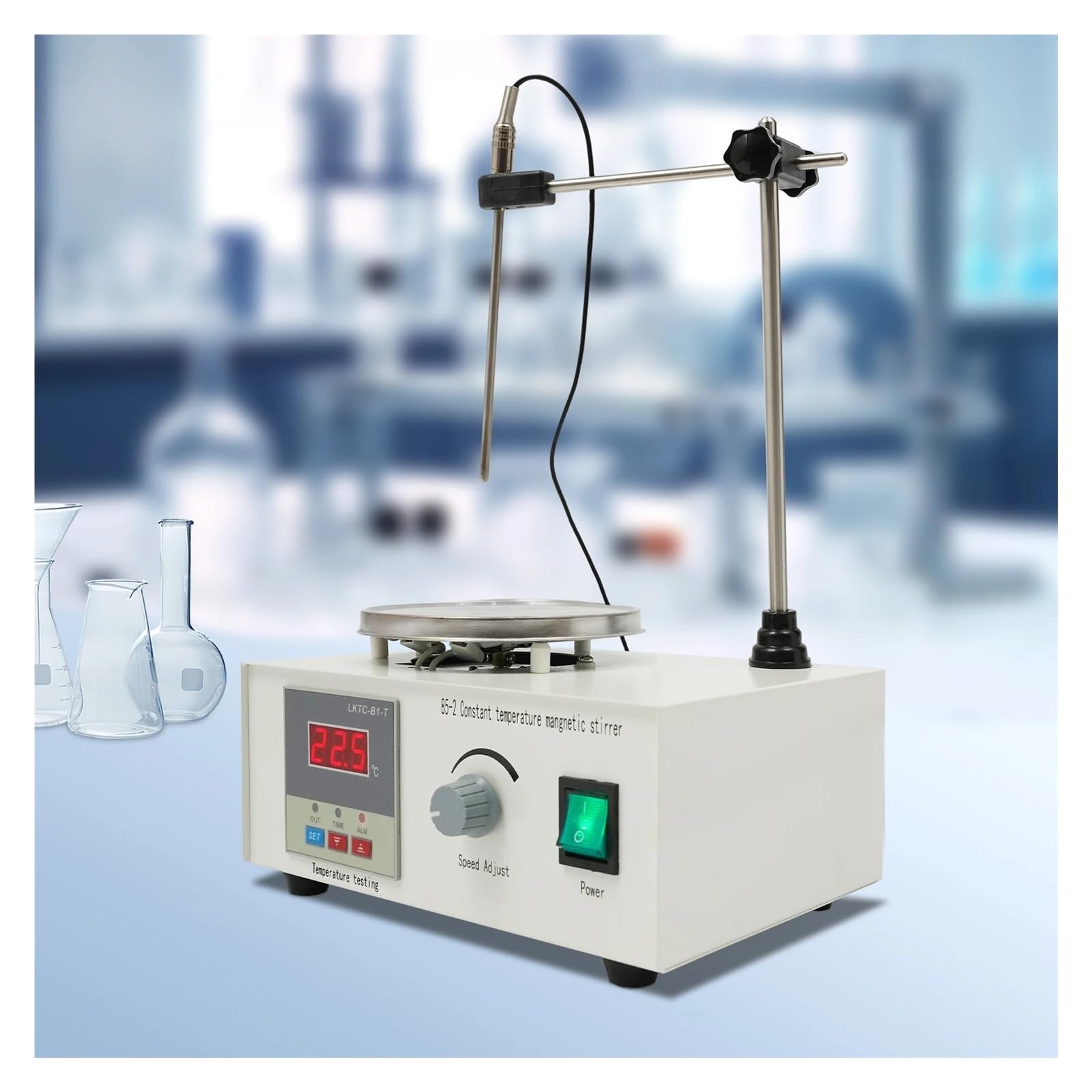 Agitador magnético digital de 250 W, mezclador de placa calefactora de sobremesa for laboratorio, gran volumen, acero inoxidable 304, 0-2000 rpm Múltiples usos
