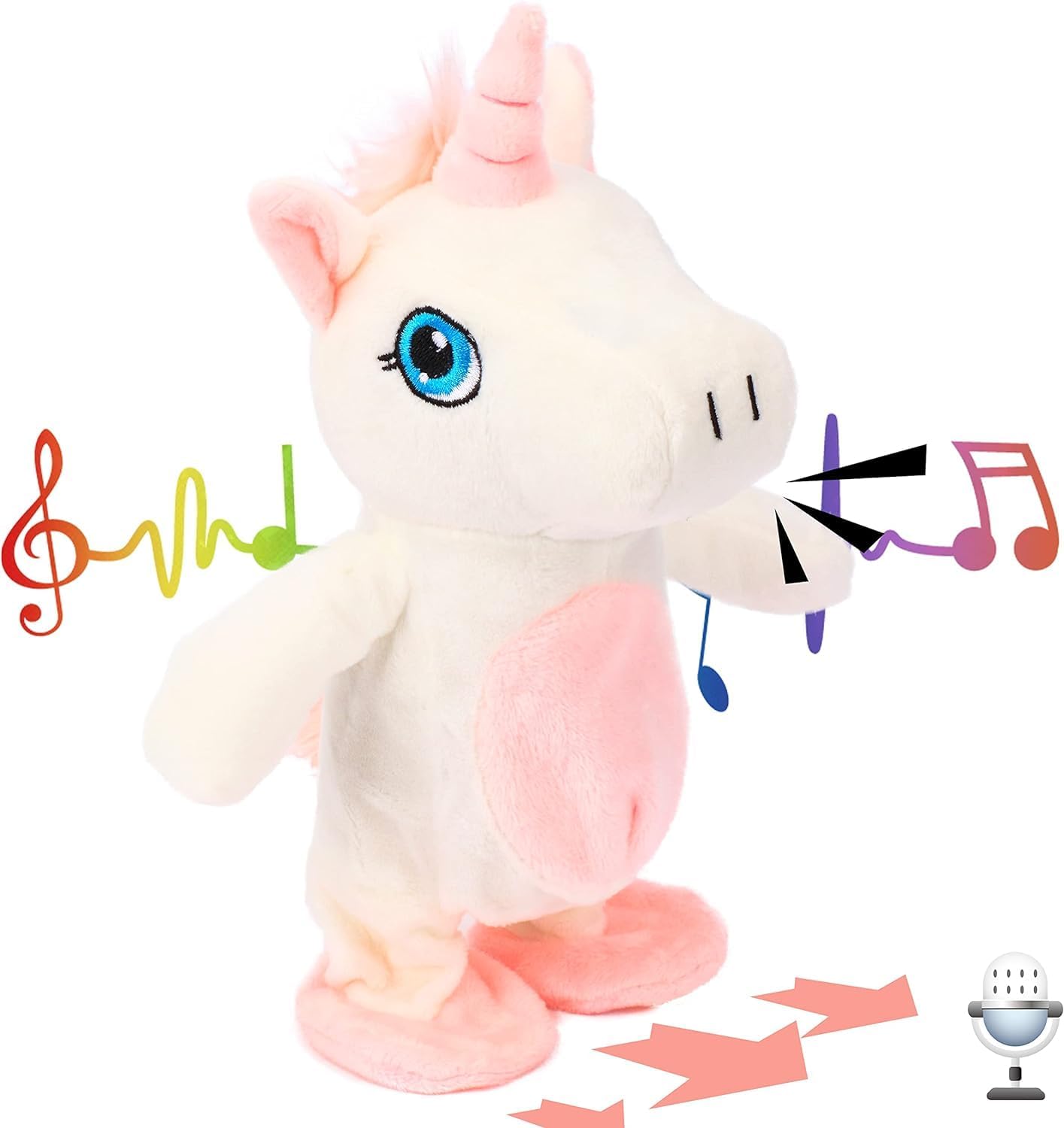 Talking Unicorn Plush - Interactive Animated Toy Repeats What You Say, Walking, Singing Gift for Toddlers, 9.5''