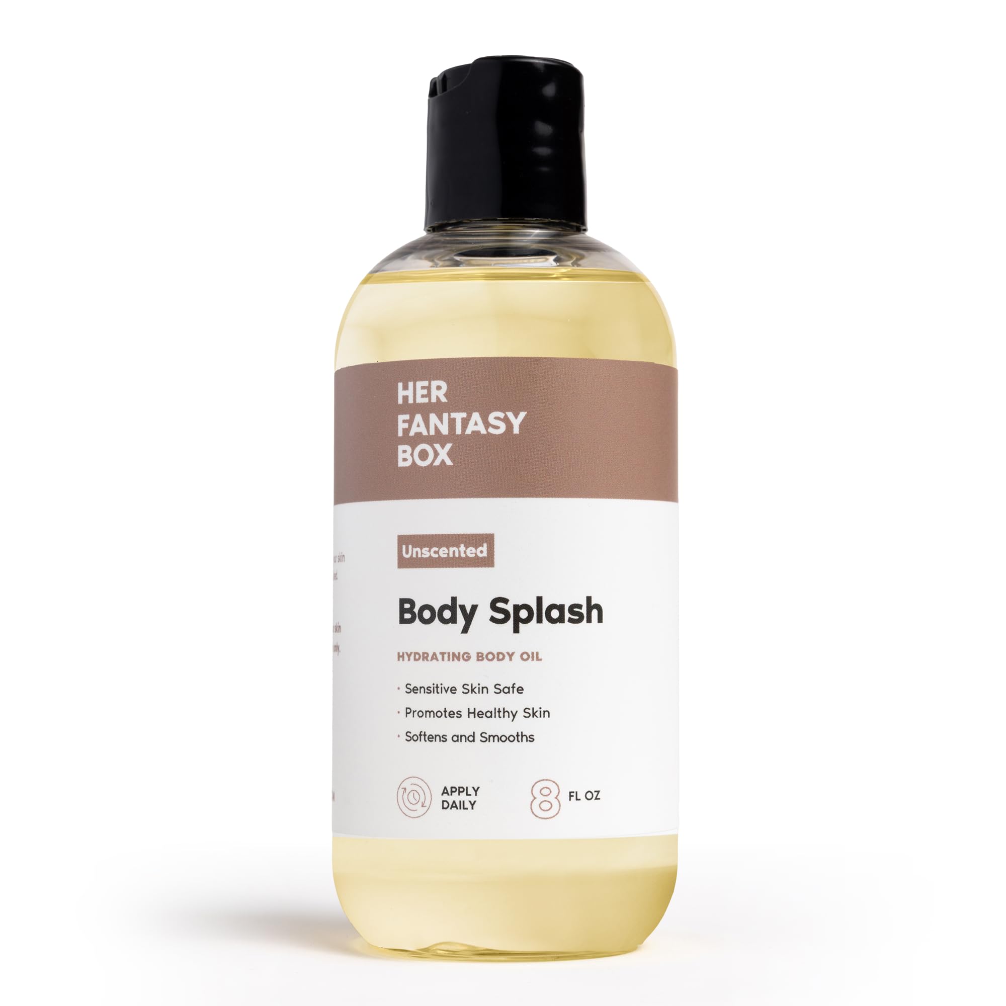 Her Fantasy Box | Body Splash Hydrating Body Oil - Moisturizing, Non-Greasy Formula for Soft, Smooth Skin - All-Natural, Lightweight & Nourishing (8 Fl Oz, Unscented)