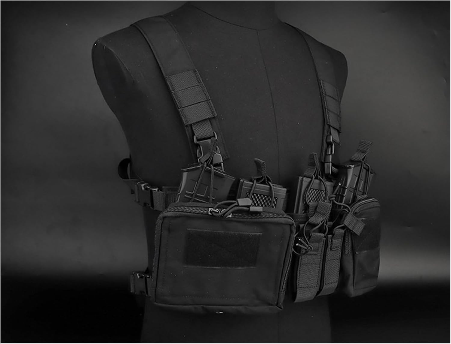 Lancer Tactical D3CRH Chest Rig w/Quad & 9mm Magazine Pouches (OD Green) – Compatible with Tactical Backpack (Not Included)