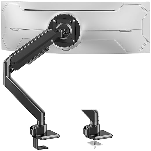 MOUNTUP Heavy Duty Monitor Arm for 49 inches, 44 lbs Curved Screens, Ultrawide Single Monitor Desk Mount, Monitors Stand for Samsung Odyssey G9 and More, VESA Mount with Clamp & Grommet Base