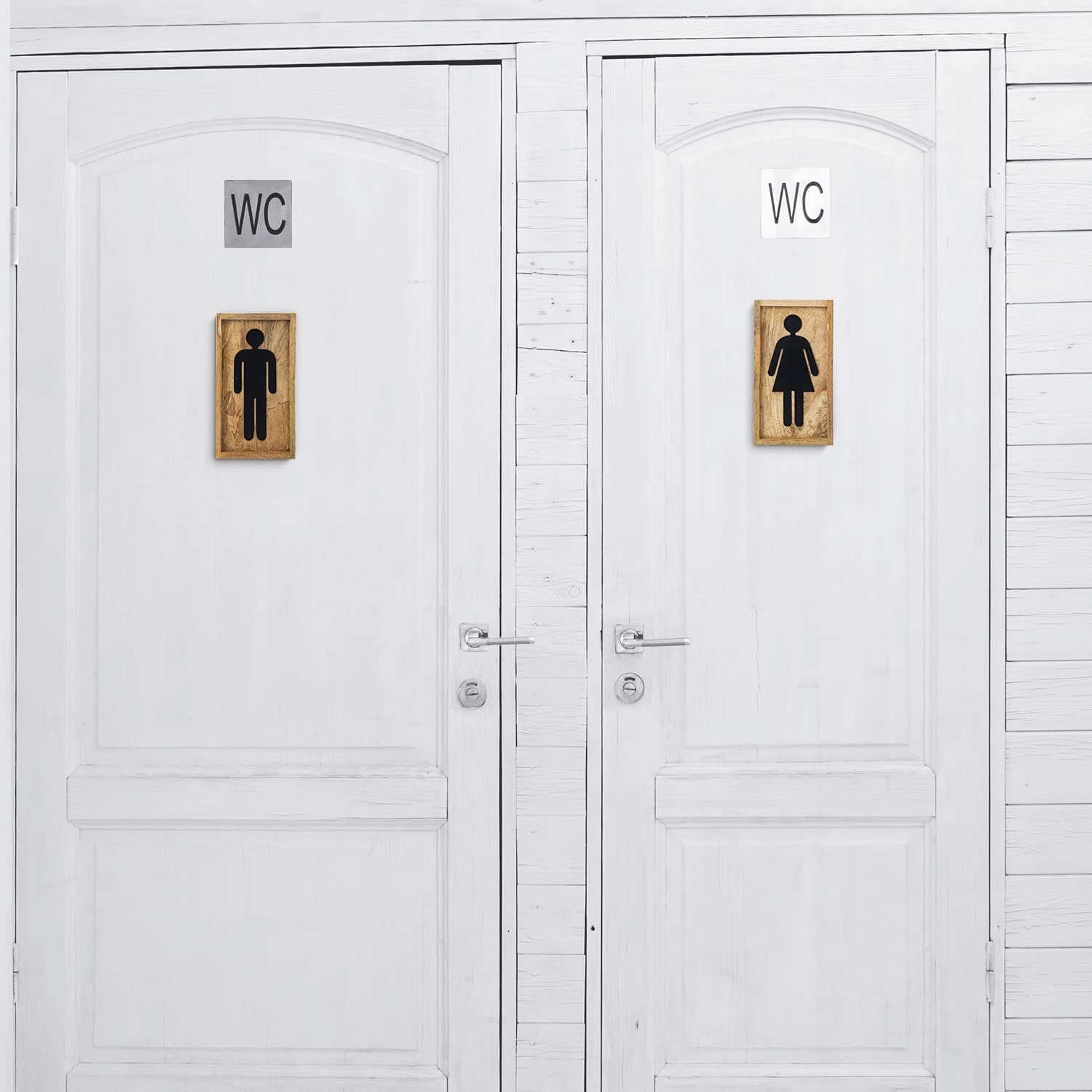 MyGift 装飾 バスルーム メンズ レディース ハンギングサイン モダン マット ブラック メタル カットアウト 男性 女性 シ