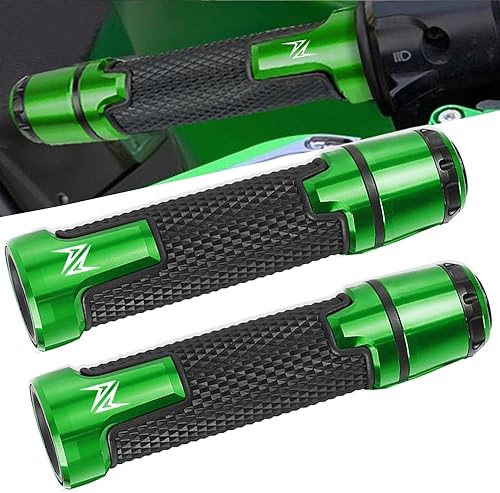 0.866 in 7/8 "Motocycle Manillar Agarraderas Juego Universal para Z900 Z650 Z750 Z800 Z400 Z1000 Ninja 250 400 650R ZX6R ZX10R ER6N -Verde