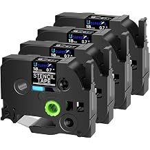 USUPERINK 4PK Compatible for Brother P-Touch Stencil Tape ST141 STe141 ST-141 STe-141 3/4" 18mm x 3m Black on Clear Non-Adhesive Stamp Etch Label for PT-P750W P750WVP P900W P950NW Label Maker