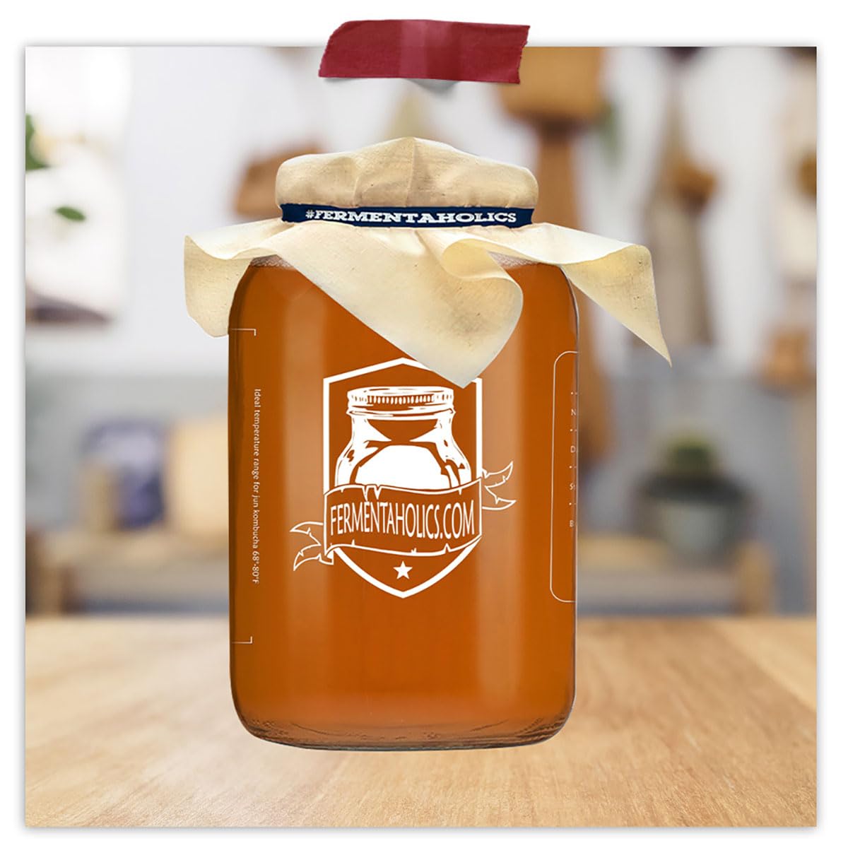Fermentaholics Kompletny zestaw startowy Kombucha do zaparzania: Live Kombucha Scoby- fermentowany starter szklanka do herbaty do zaparzania cukru i herbaty-instrukcje i przepisy + więcej! Nie dotyczy