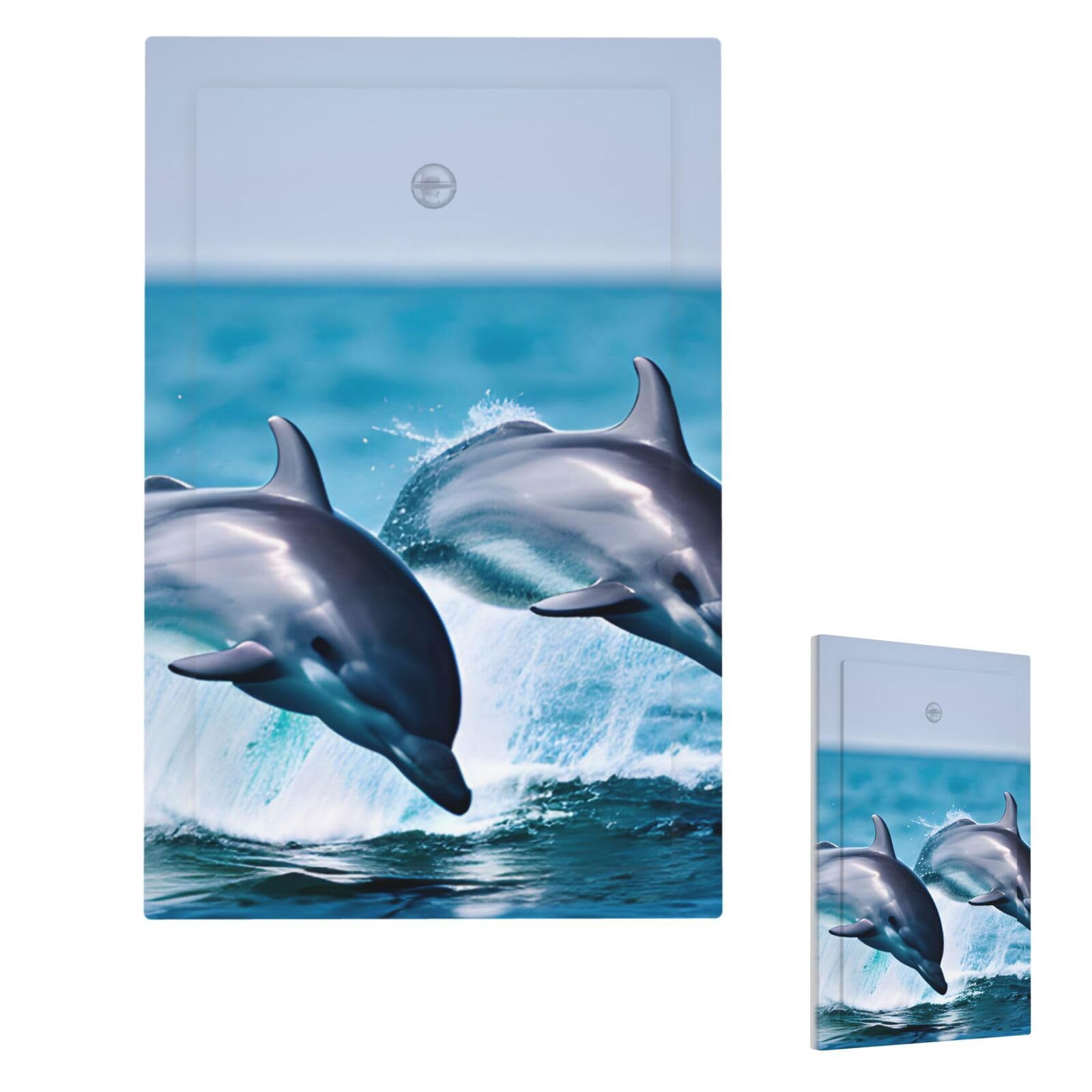 Fekiloot Single Blank Cute Dolphin Wall Plate Cover Modern Decorative 1 Gang Light Switch Cover Unbreakable Receptacle Outlet Covers For Living Room Bedroom Home Decor