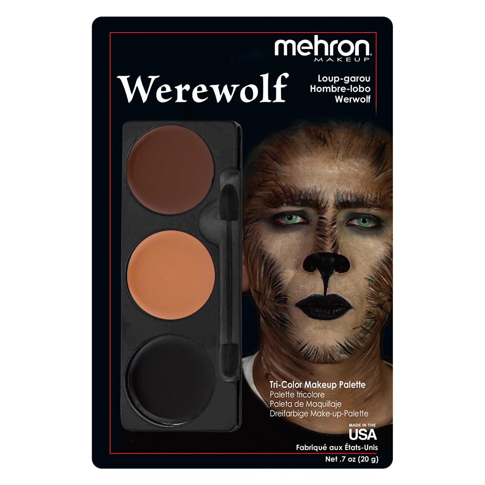 Mehron Makeup Tri-Color Character Makeup Palette | Halloween, Special Effects and Theater Cream Makeup FX Palette | Face Paint Makeup .7 oz (20 g) (WEREWOLF) Mehron Makeup Tri-Color Character Makeup Palette | Halloween, Special Effects and Theater Cream Makeup FX Palette | Face Paint Makeup .7 oz (20 g) (WEREWOLF)