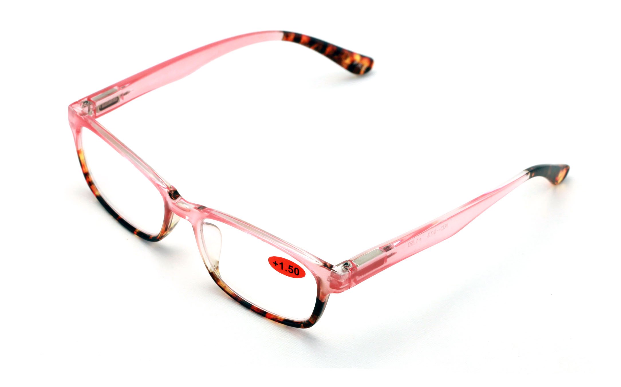 V.W.E. 2 Paare Von Klassischen Rechteck-Lesern Mit Federscharnieren Halb Durchscheinend Schildkröte Lesebrille (Pink, 1,50)