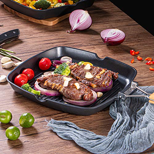 image for SKY LIGHT Grill Pan, 11 inch Portable Nonstick Frying Pan for Steak, F
