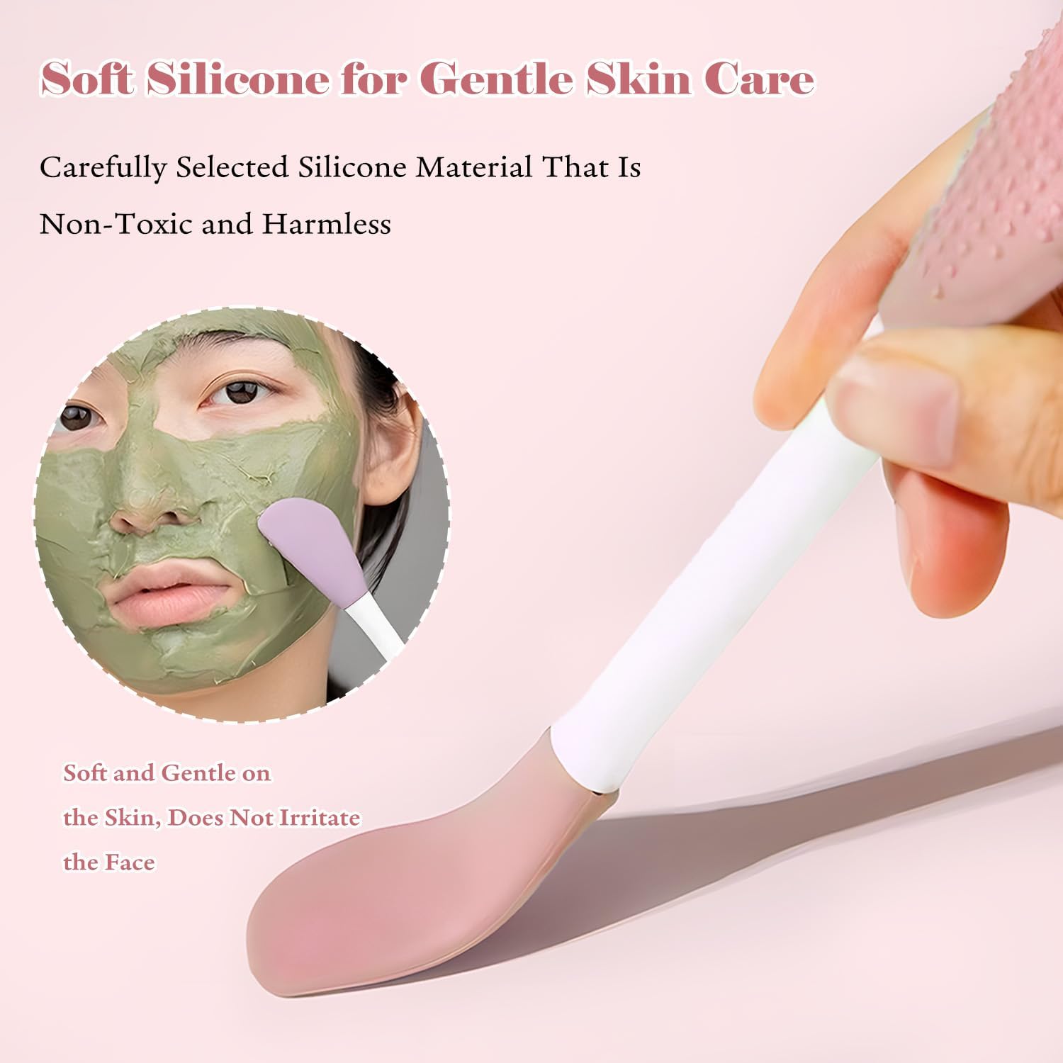WALWAL Two-in-one Ended Silicone Mask Brush, Face Cleansing Massage Scrubbe Facial Exfoliate and Cleanse blackheads(Pink)