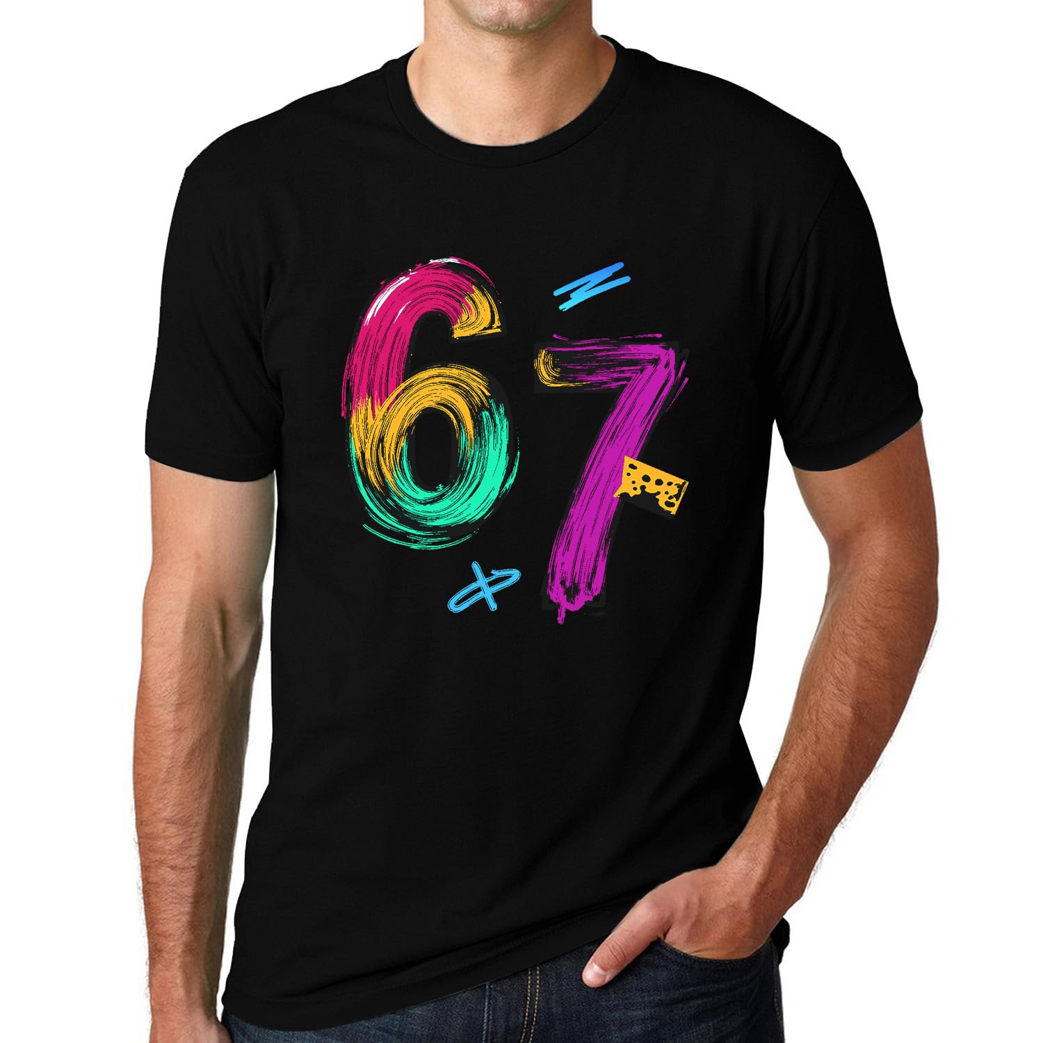 67 Shirts for Women Men &amp; Teens - Six Seven Colorful Graffiti T-Shirt Casual Fashion Tee