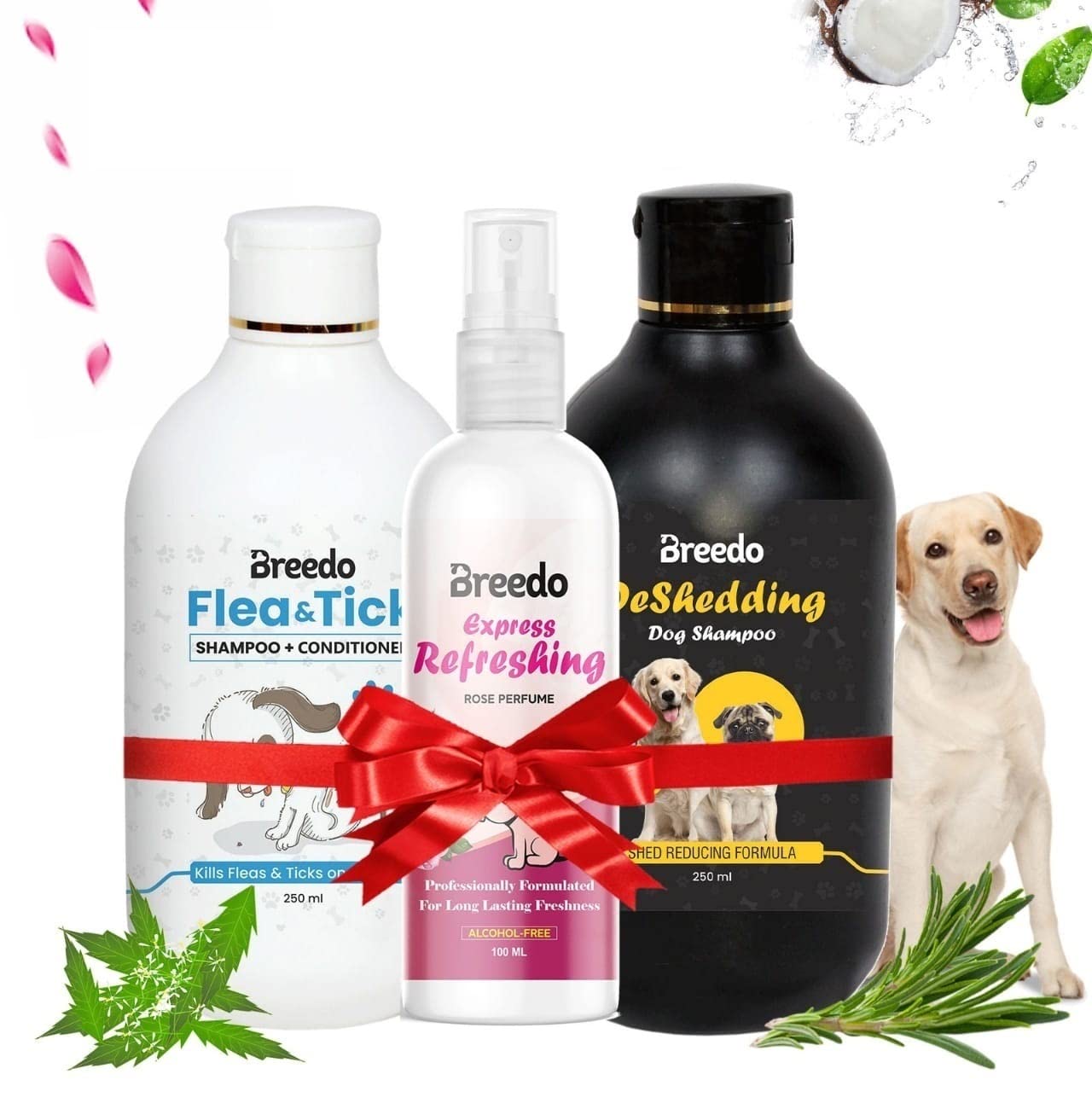 Breedo (Combo of 3) Dog Flea and Tick Shampoo +Deshredding Shampoo(500 ml)+ 100 ml Rose Dog Body Deodorizer Spray Natural Itch Relief Dog Shampoo for Labrador, German Shepherd, Golden Retriever (B0B46JGL6C) Amazon Price History, Amazon Price Tracker