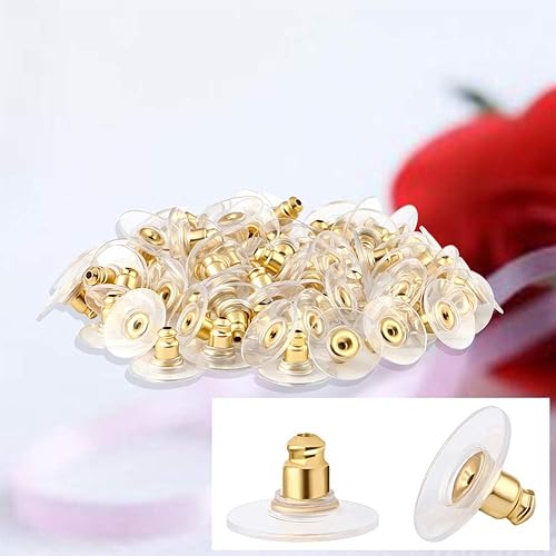 Miniatura 4 de 50 piezas de aretes para orejas caídas, cierre de bala para aretes caídos, orejas caídas con almohadilla para aretes pesados, tapones de goma para