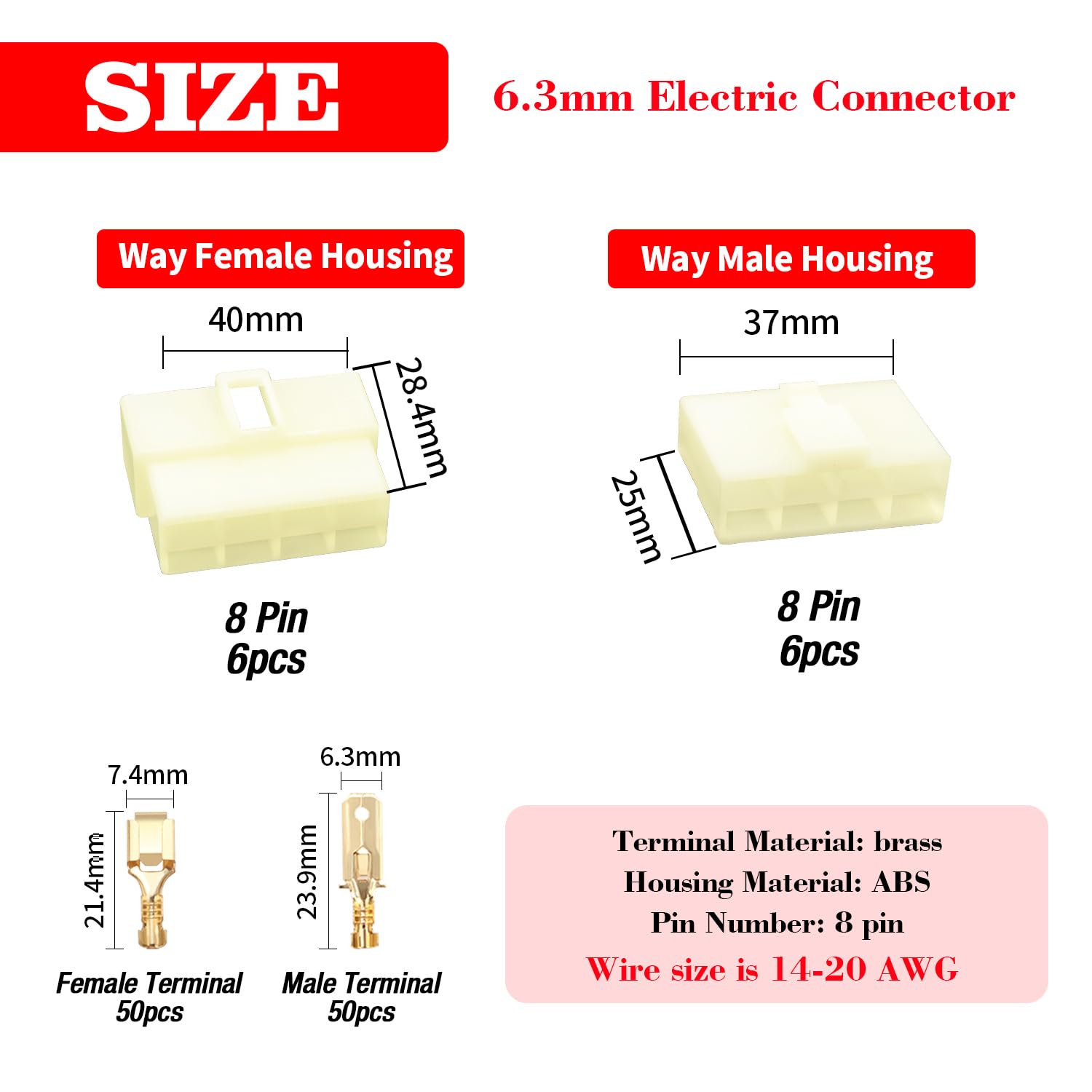 YIXISI Connettori Elettrici 6.3mm 1 Pin - 10 Paia Maschio/Femmina Con Cavo 100mm - Per Auto, Moto, Barche - Foto 3