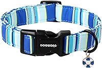Vista 9 de DOGWONG Collar de Algodón para Perro, Collar de Perro de Cuadros Azules Resistente, Collar Suave y Duradero para Perro Macho, Lindo Collar de Boda