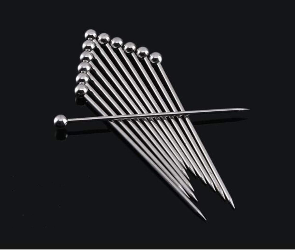 Bastoncini da cocktail, in acciaio inox, stuzzicadenti per Martini, aperitivi, stuzzicadenti per feste, set di 12 (argento
