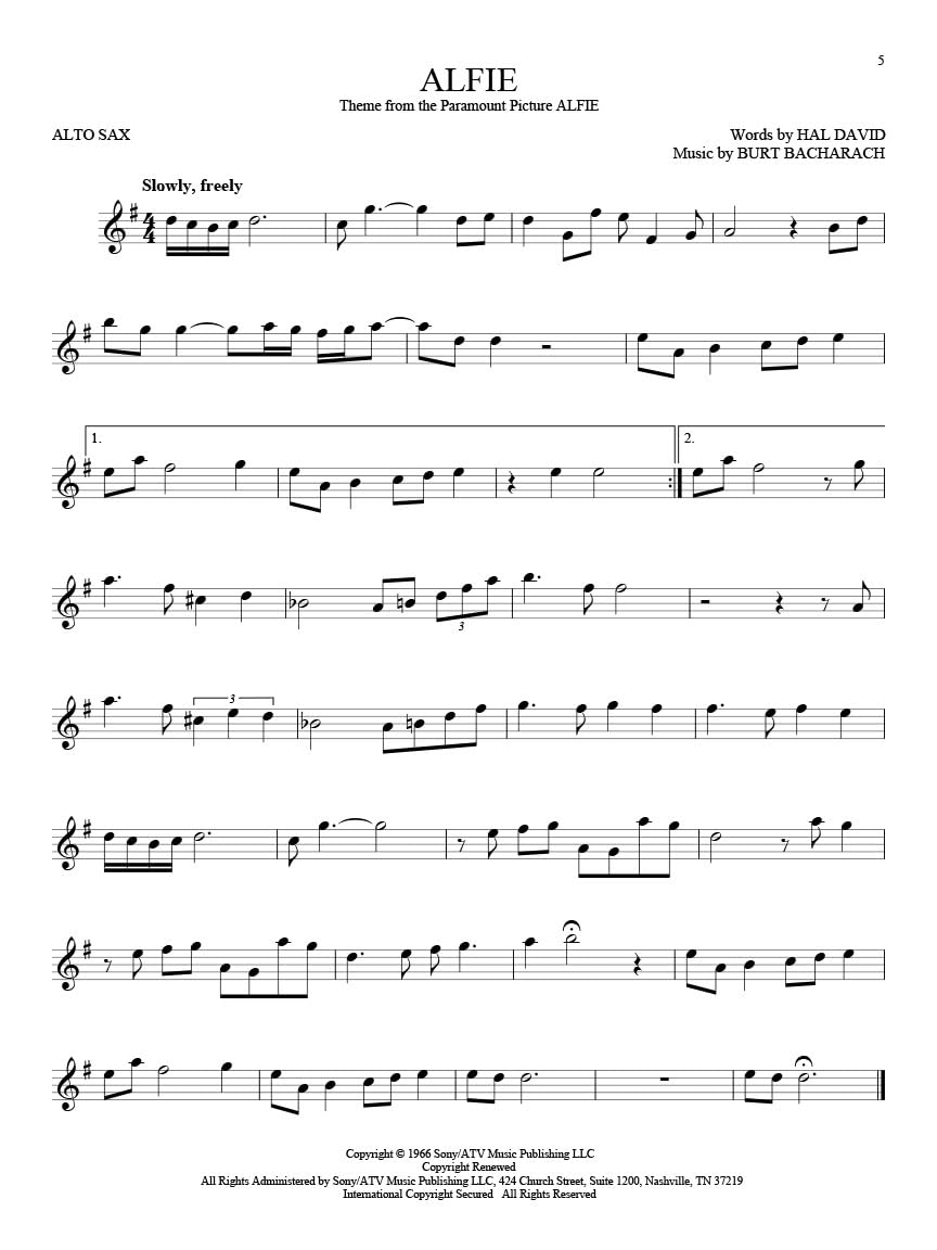 101 movie hits for alto saxophone