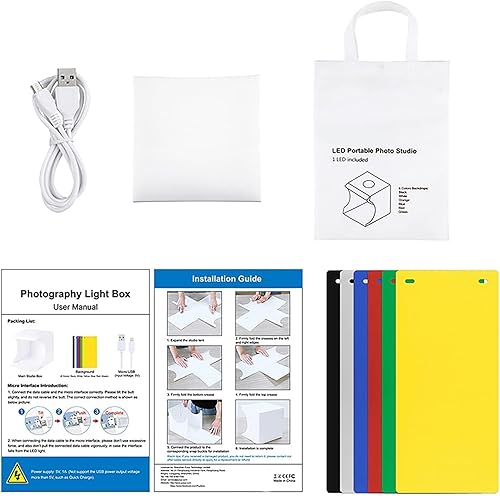 Miniatura 2 de Mini caja de luz de cámara, pequeña caja de luz blanca para estudio fotográfico, portátil, plegable, LED, kit de tienda de luz de fotografía