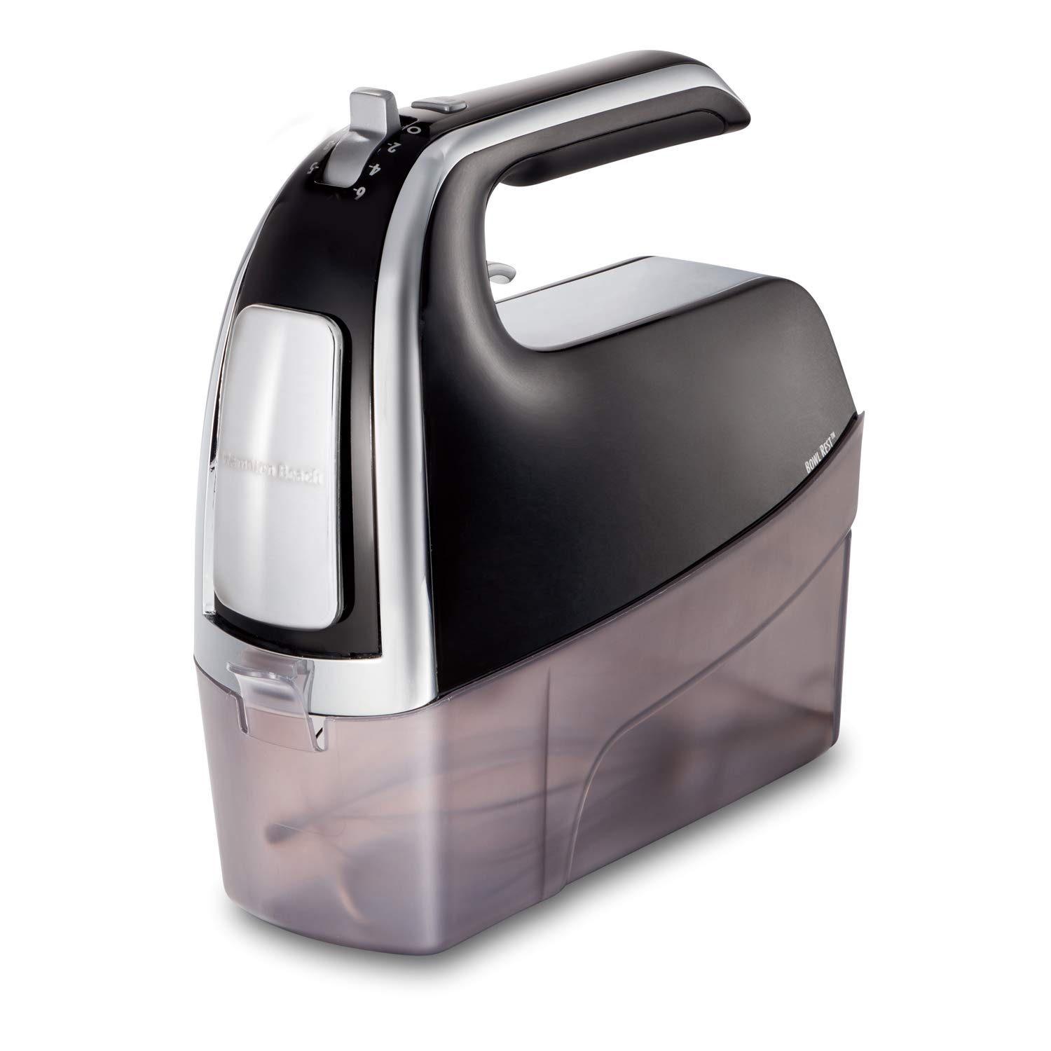 Hamilton Beach Electric Hand Mixer with Snap-On Case Twisted Wire Beaters Milkshake Rod Dough Hook Whisk 6-Speed Black