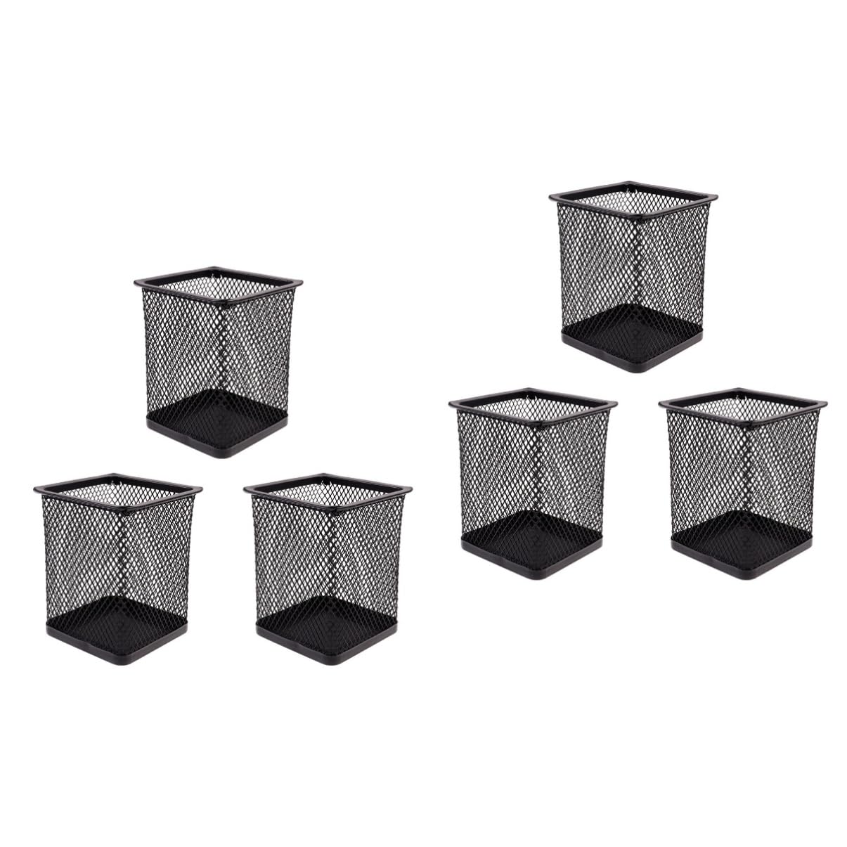 NUOBESTY 2 Set Di Contenitori Per Penne in Rete Di Ferro Portapenne Quadrato Per Casa E Ufficio Nero 3 Pezzi*2