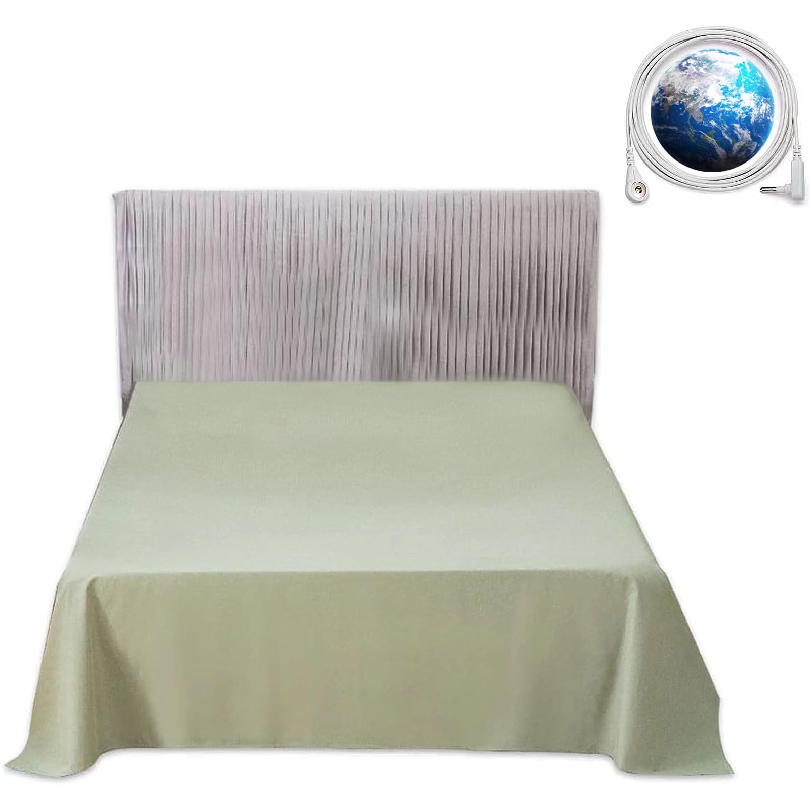Grounding Flat Sheets for Earthing King Size Bed Grounding Kit in Silver Thread & Organic Cotton with 16.4 feet Grounding Cord for Better Sleep EMF Protection Clint Ober’s Conductive Mat?King?-L8