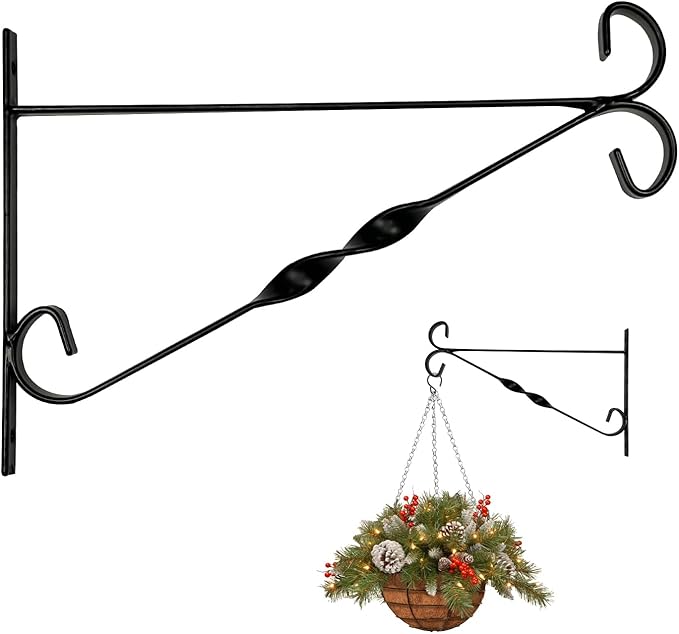 WINSOME Hanging Basket Bracket Outdoor Metal Plant Holder Wall Hanging