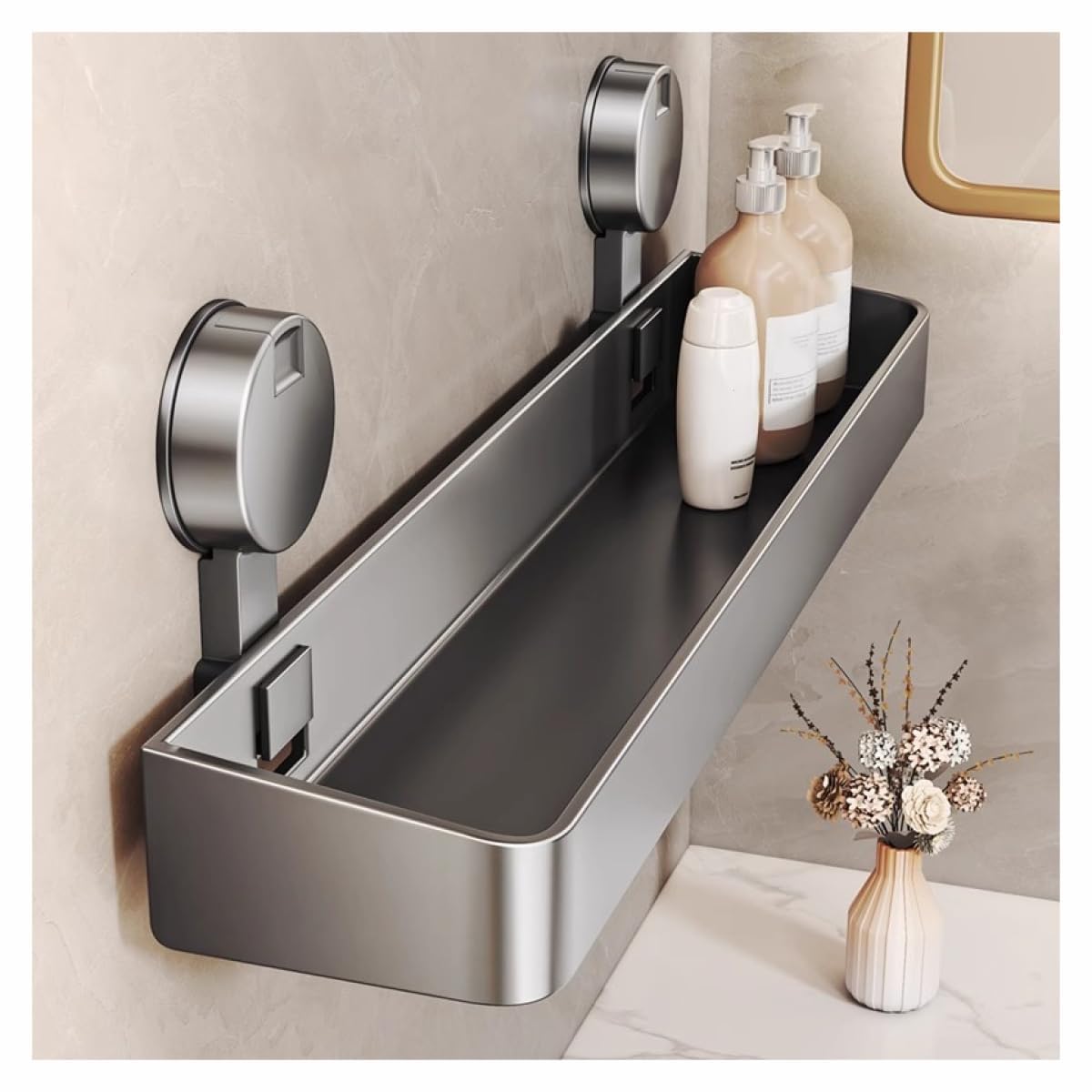 EVERZONE Shower Caddy Hanging Organizer Rustproof Stainless Steel Shelves with Soap Holder No Drilling Bathroom Storage for Accessories