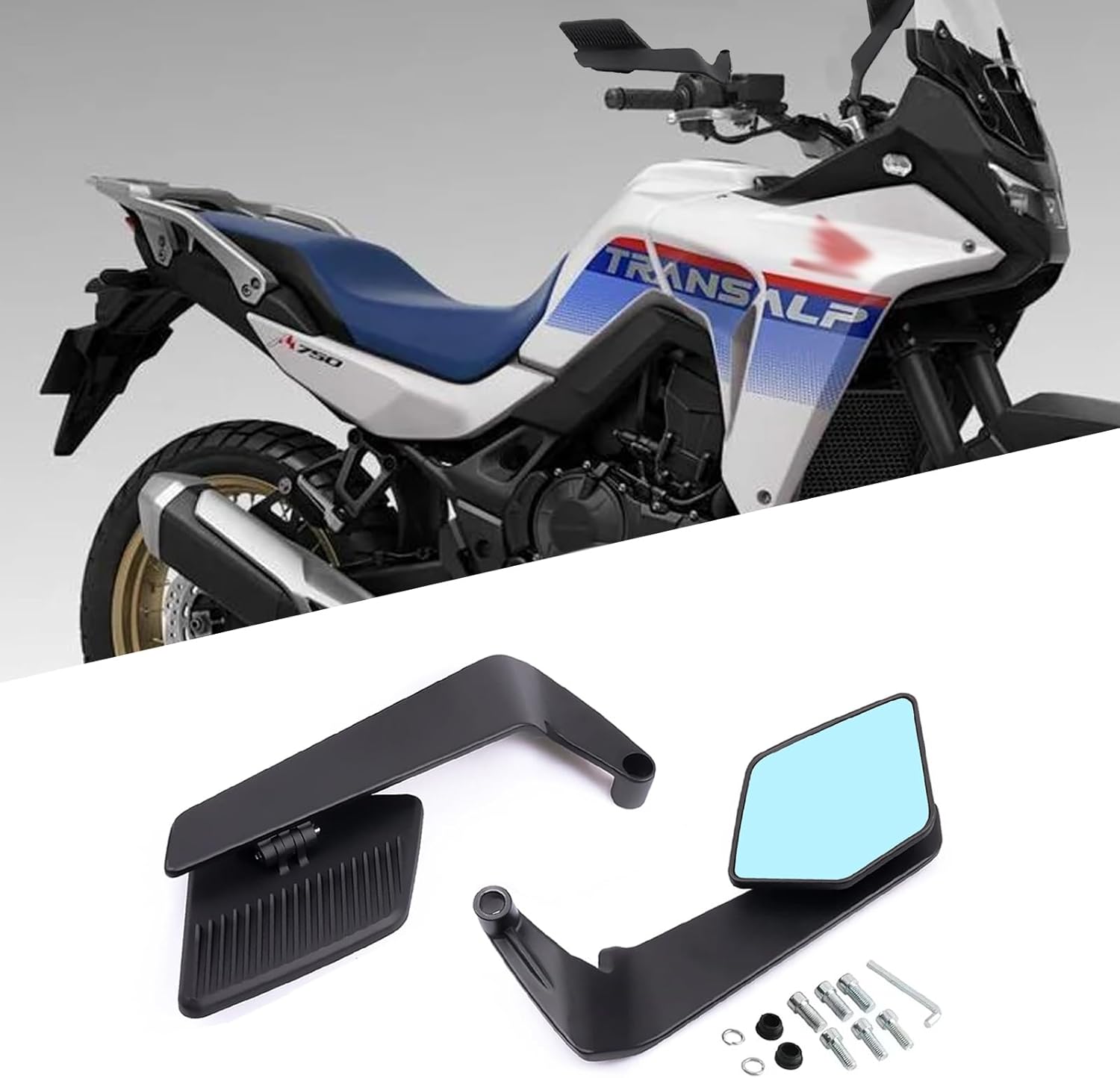 For TRANSALP750 XL750 2025 Motorcycle adjustable rearview mirror invisible winglet mirror kit wind wing reflector spoiler Transalp 750 2023-2025 Motorcycle Accessories (Blue lens)