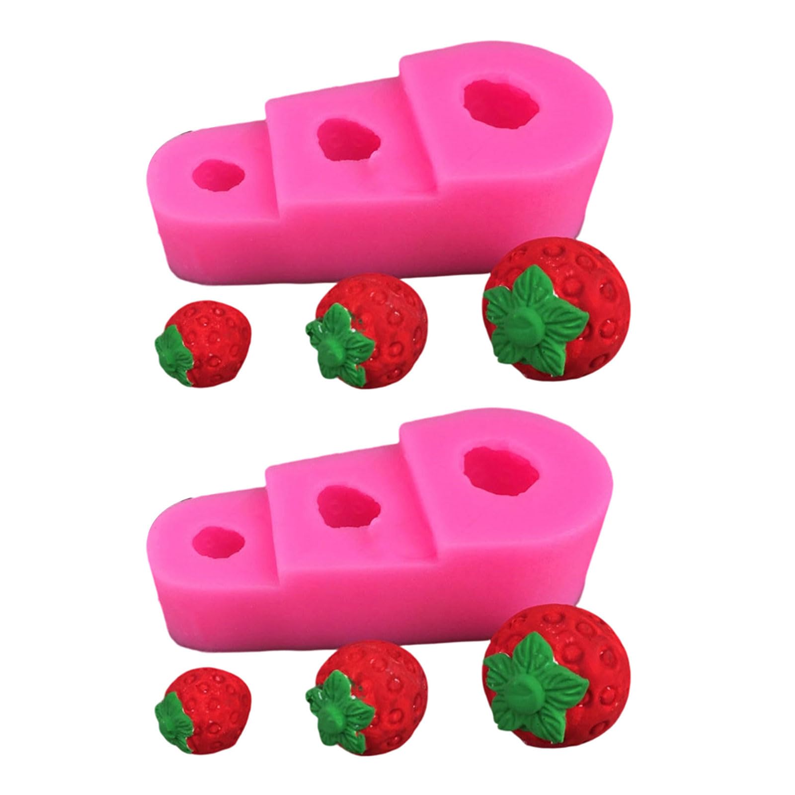 NMFLAB 2Pcs 3-Cavities Strawberry Persimmon Fruit Silicone Baking Molds for Desserts Chocolate Cake Baking Soap Crafting Chocolate Cast Elastomer