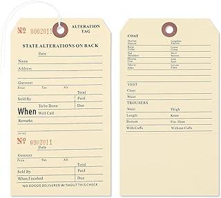 Fuyoooo 500 Pack Alteration Repair Tags, Manila Paper Two Sided 3.5 X 6.25